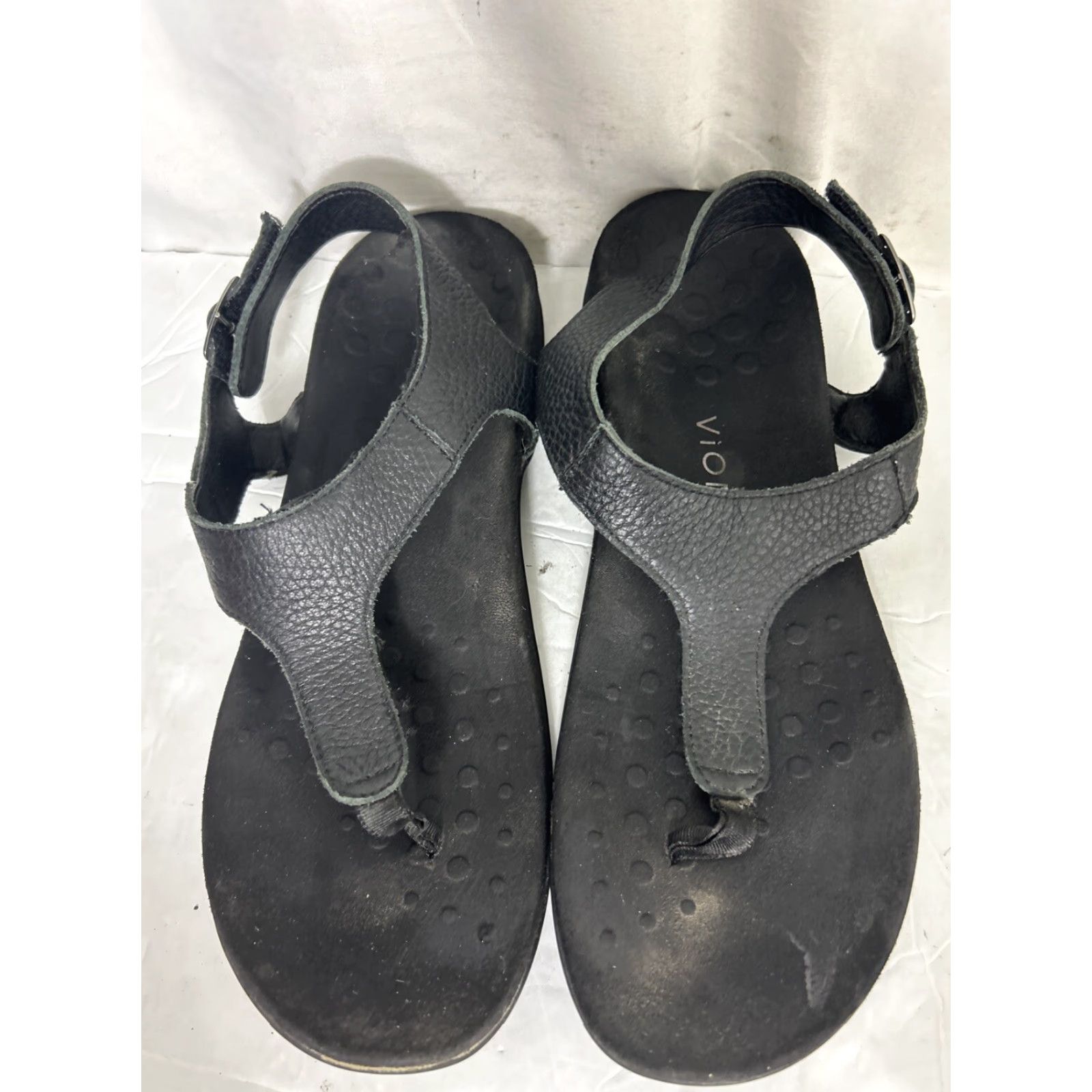 Vionic Vionic Terra Sandals Womens 9.5 Black Leather Comfort Casual Thong Summer Beach Women Flat Heel Size US 10 / IT 40 - 6 Thumbnail
