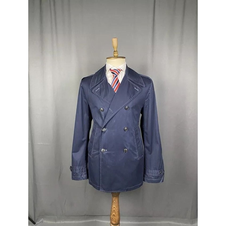 Polo Ralph Lauren RARE! Polo Ralph Lauren Men's Blue Double Breasted Pea Trenc Size US L / EU 52-54 / 3 - 2 Thumbnail