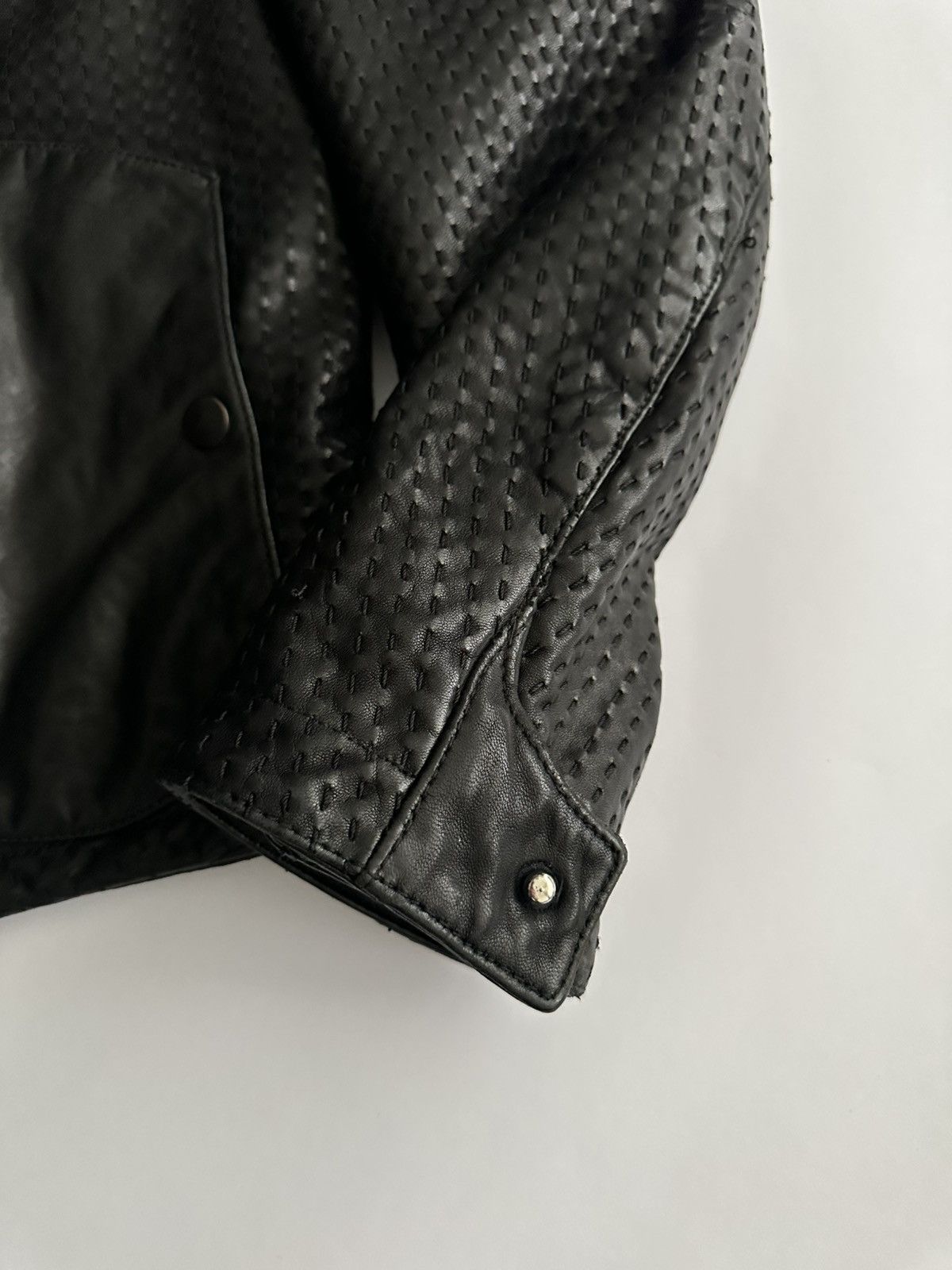 Emporio Armani Emporio Armani 2000’s Stitched Leather Biker Jacket Size US L / EU 52-54 / 3 - 7 Thumbnail