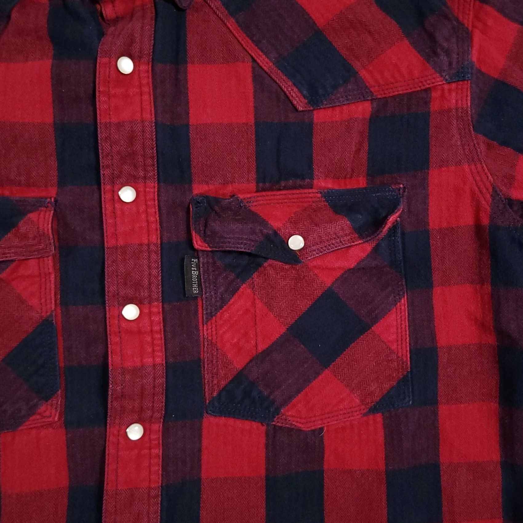 Vintage VINTAGE Five Brother Shirt Mens Large Tall LT Red Plaid Flannel Heavy Work Outdoors Shirt Size US L / EU 52-54 / 3 - 4 Thumbnail
