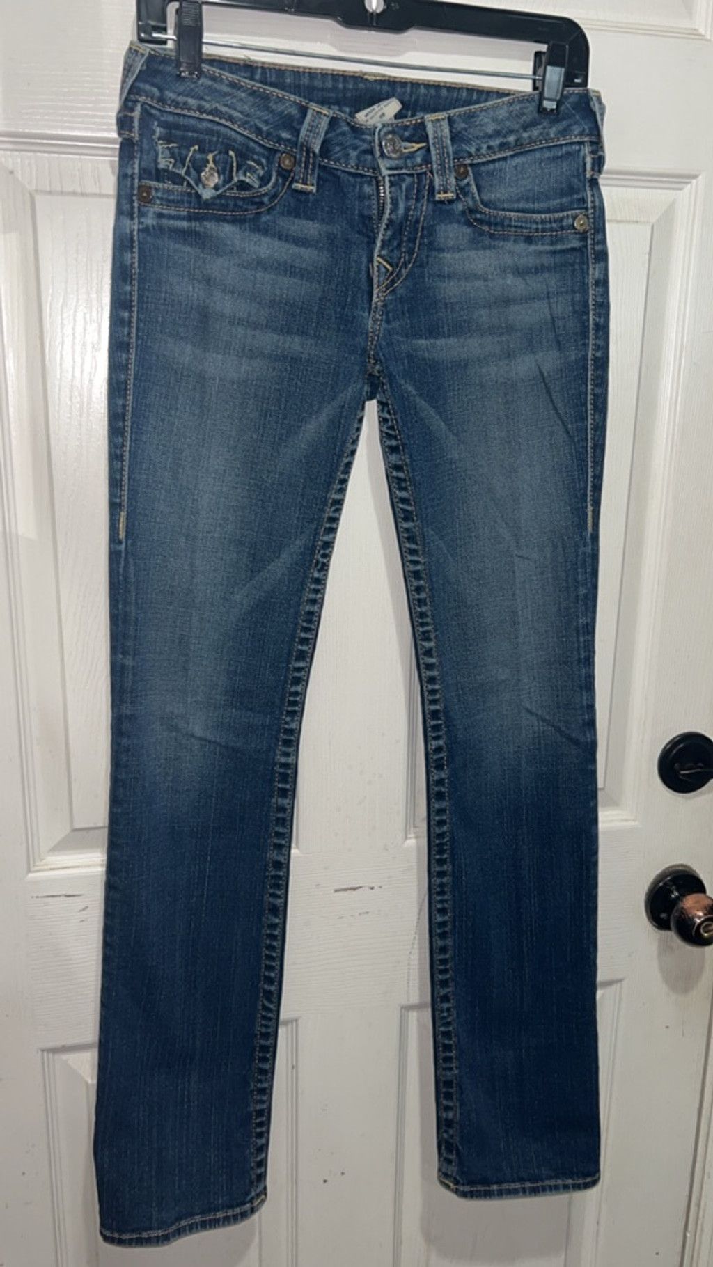 True Religion Women's True Religion Straight Leg Jeans Blue Gold Size 28 Size 28" / US 6 / IT 42 - 5 Thumbnail