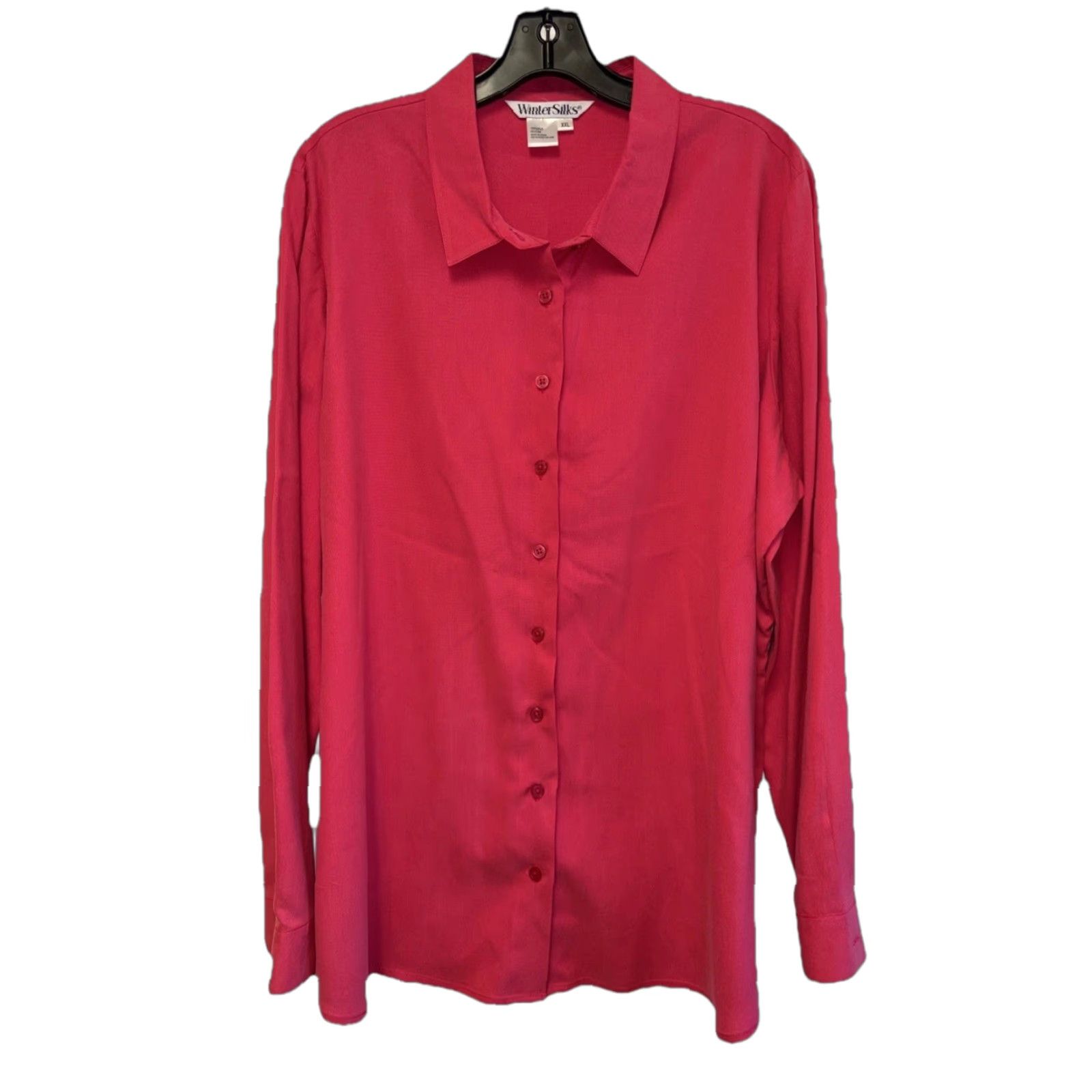 Pinko WinterSilks Women Silk Button Up Blouse XXL Pink Long Sleeve Collar Size XXL / US 16-18 / IT 52-54 - 1 Thumbnail