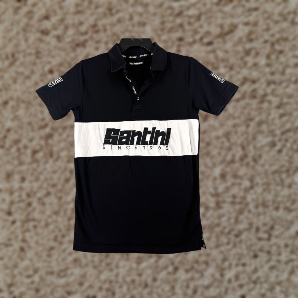 Vintage Santini Polo Shirt Men Small Black White Cycling Gear Cotton Blend Shirt Mens Polo Size US S / EU 44-46 / 1 - 1 Thumbnail