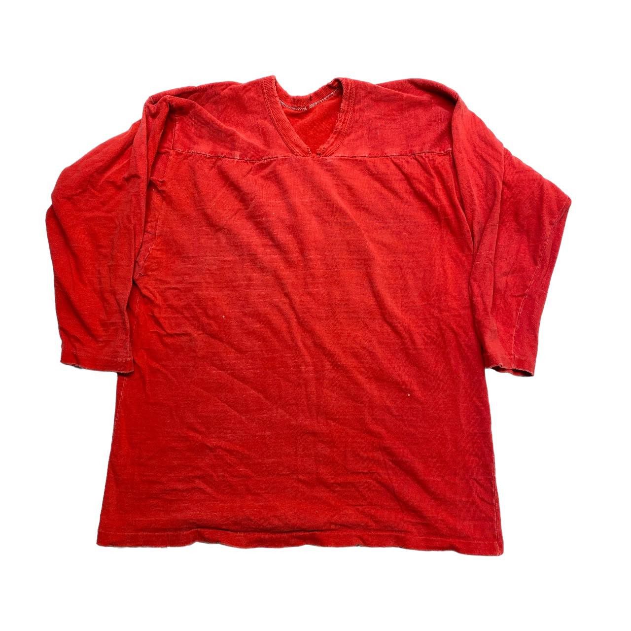 Vintage Vintage 70s 80s Red Raglan Distressed Tee Shirt Size US M / EU 48-50 / 2 - 1 Thumbnail