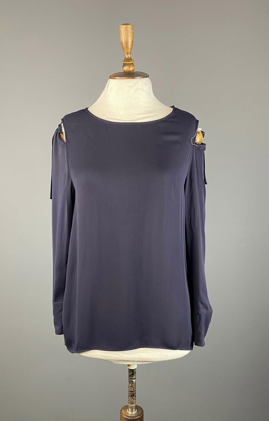 Designer Dorothee Schumacher Silk Open Shoulder Blouse Shirt Size 2 Size XS / US 0-2 / IT 36-38 - 1 Thumbnail