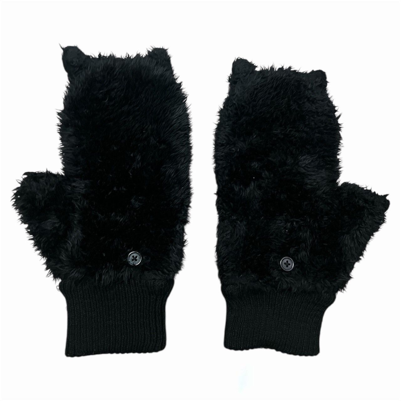 Ne-Net Ne-net Black Fluffy Fur Nya Cat Mittens Size ONE SIZE - 2 Thumbnail