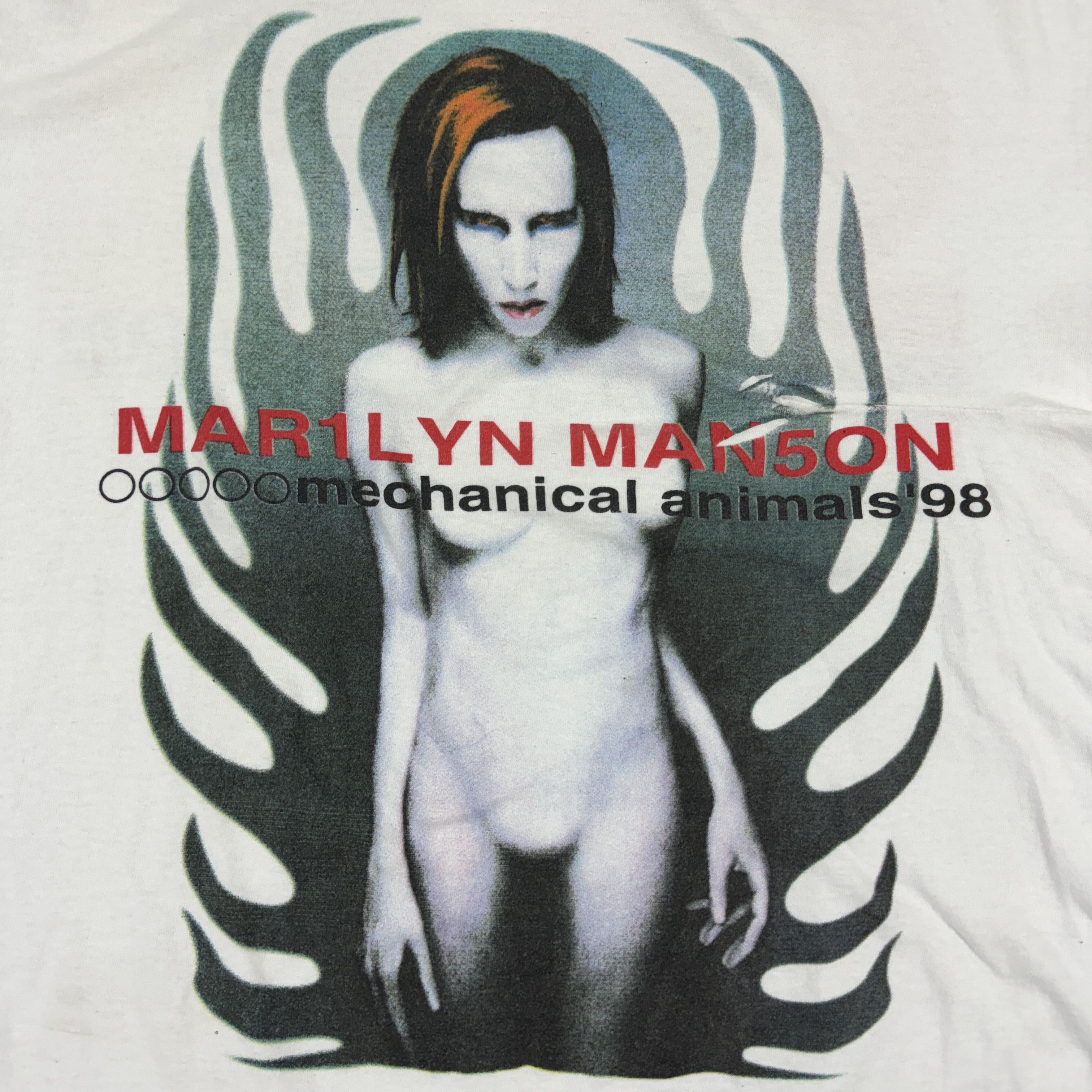Band Tees Vintage 1998 Marilyn Manson 'Mechanical Animals Tee Size US XL / EU 56 / 4 - 4 Thumbnail