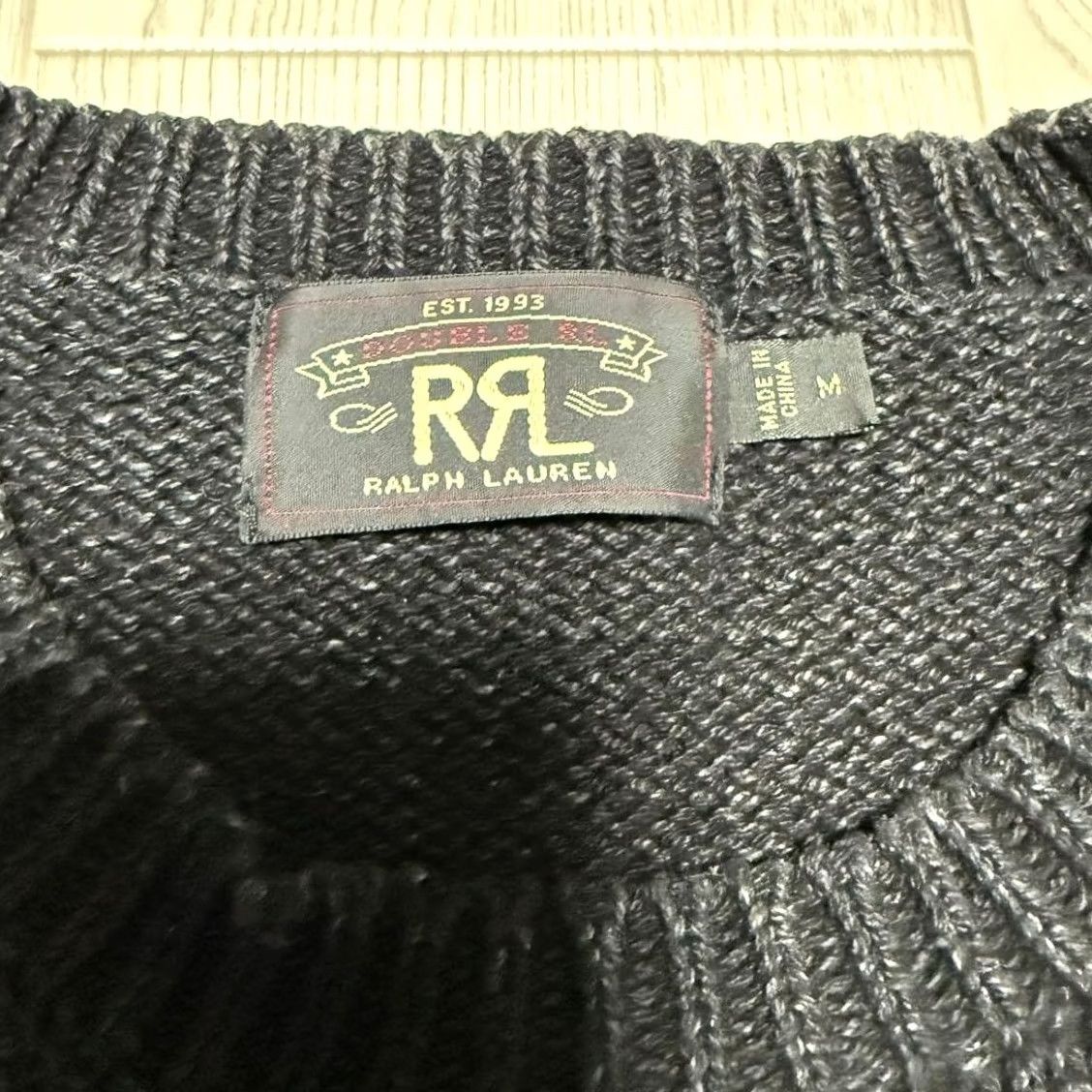 Ralph Lauren RRL RALPH LAUREN Men's Sweater M Gray Black Cotton Knit Crew Neck 00's Pullover Size US M / EU 48-50 / 2 - 6 Thumbnail