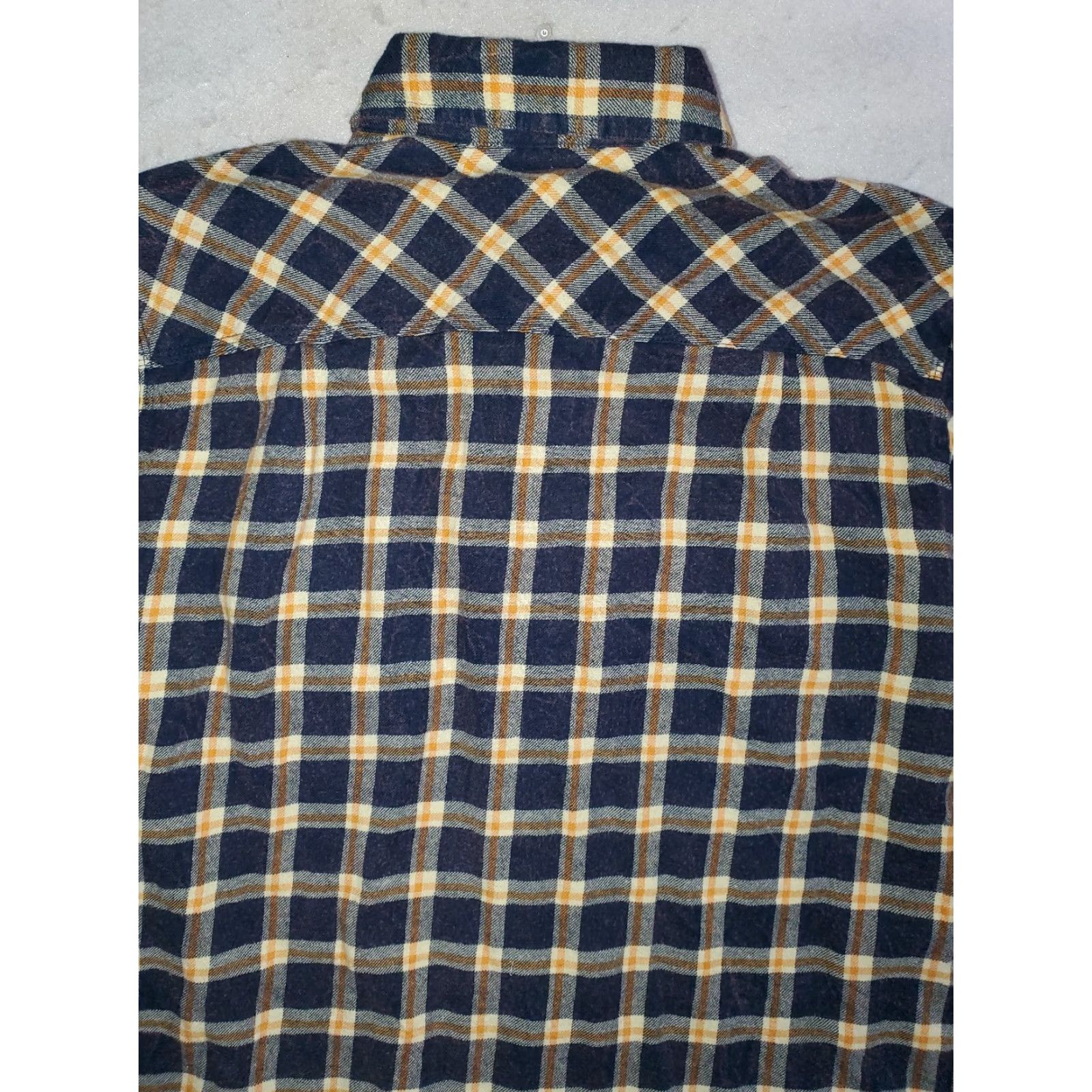 Vintage VINTAGE Woolrich Plaid FLANNEL Shirt Yellow/Navy Blue Check Long Sleeve Mens M Size US M / EU 48-50 / 2 - 7 Thumbnail