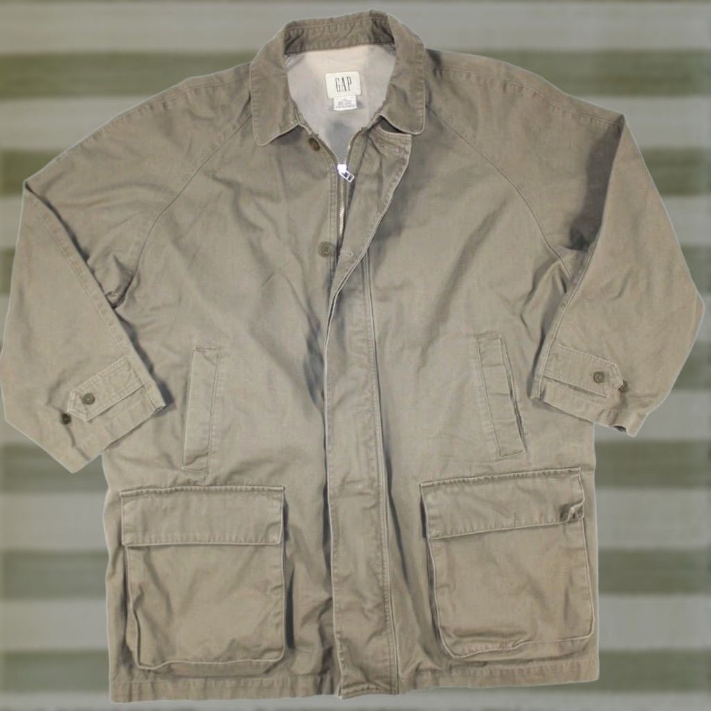 Gap VINTAGE GAP Canvas Barn Chore Coat Oversized Green/Gray Men's L Coat Size US L / EU 52-54 / 3 - 1 Thumbnail