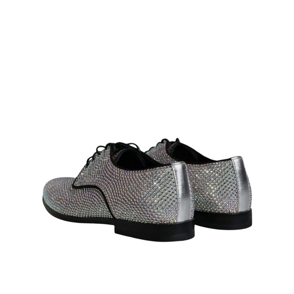 Dolce & Gabbana Dolce & Gabbana Silver Leather Rhinestones Derby Dress Shoes Size US 7 / EU 40 - 5 Thumbnail