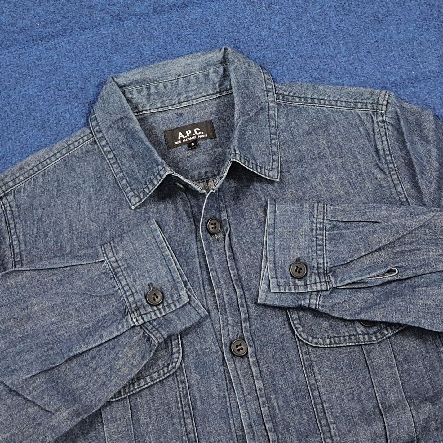 A.P.C. Vintage A.P.C. P.R. Centriste Embroidery Denim Shirt C301N37 Size US XS / EU 42 / 0 - 5 Thumbnail