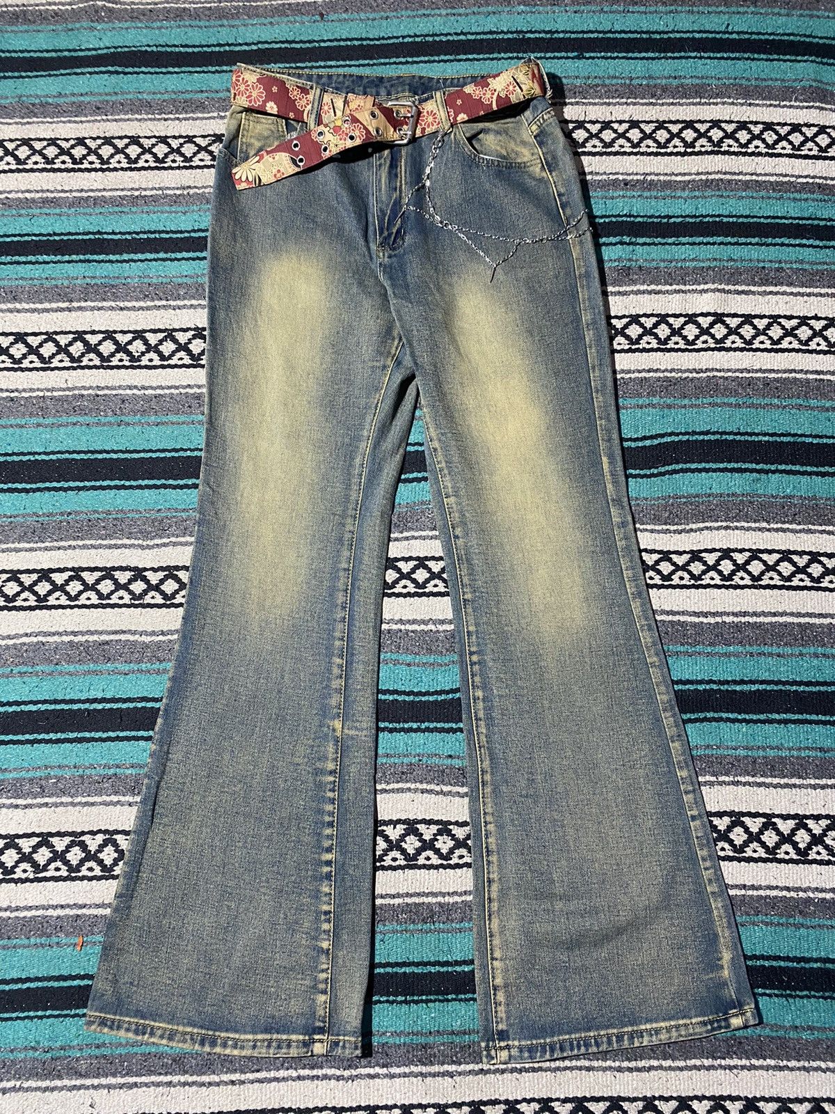 Kapital 2000s Romwe - Skull Mudwash Flared Denim Size US 31 - 1 Thumbnail