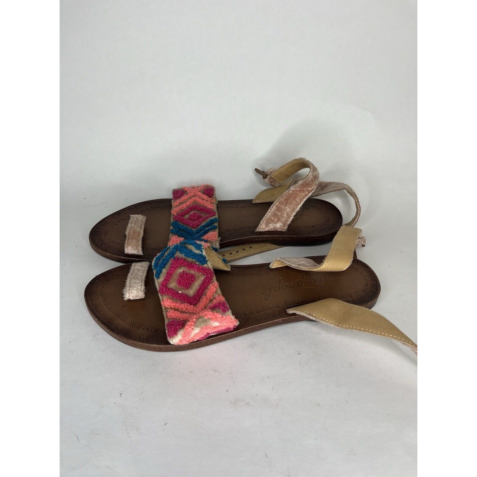 Free People Free People Pink Fabric Leather Aztec Pattern Toe Strap Sand Size US 8 / IT 38 - 10 Thumbnail