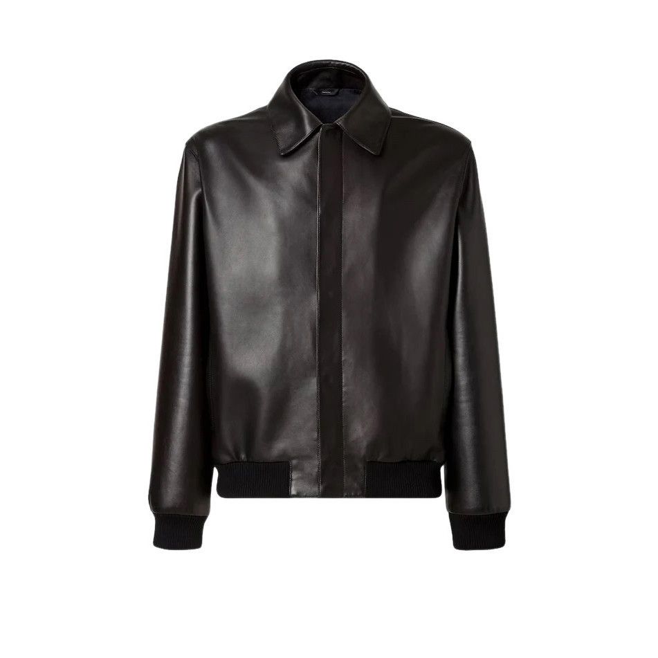 FENDI $6500 Black Leather Blouson Jacket New & Authentic (Me