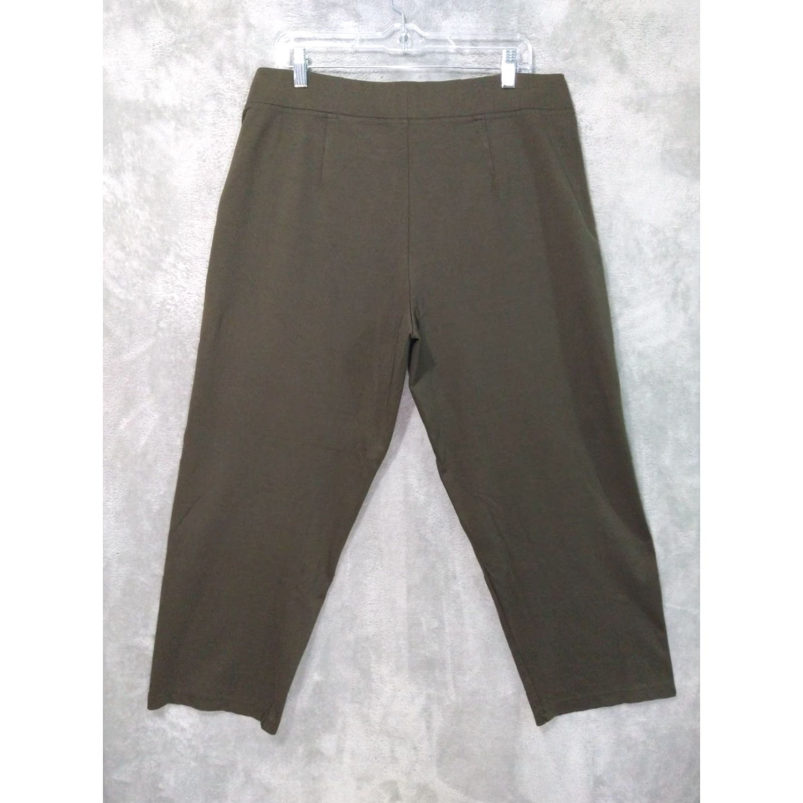 Eileen Fisher Eileen Fisher Pants Womens Large Green Stretch Crepe Pull On Crop Washable Slacks Size 36" / US 14 / IT 50 - 2 Thumbnail