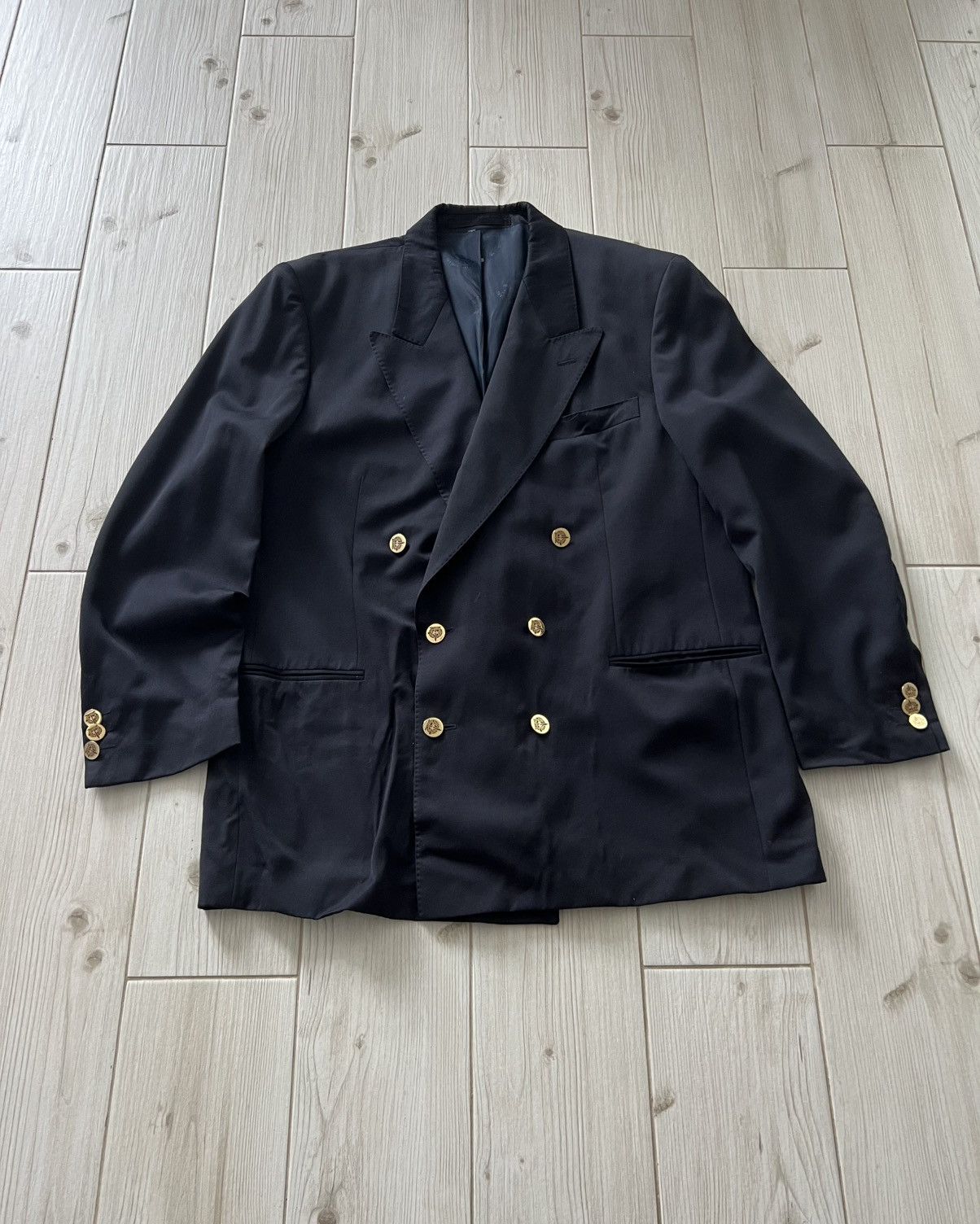 Paul & Shark Paul Shark Double Breasted Blazer Black Gold Buttons Classic Size 54R - 4 Thumbnail
