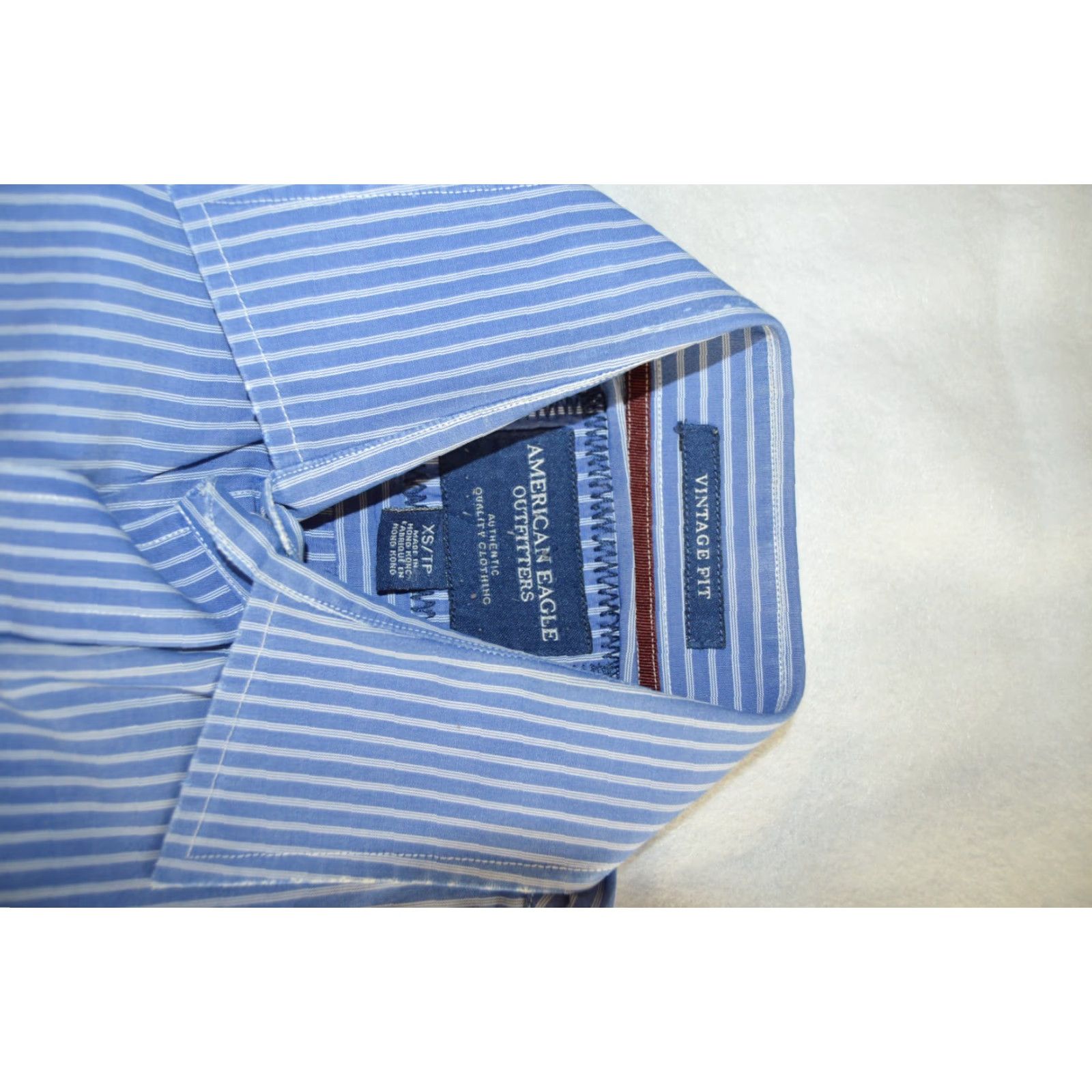 American Eagle Outfitters American Eagle Outfitters Button-Up Shirt Mens XS Blue Striped Cotton Casual Long Sleeve Size US XS / EU 42 / 0 - 3 Thumbnail