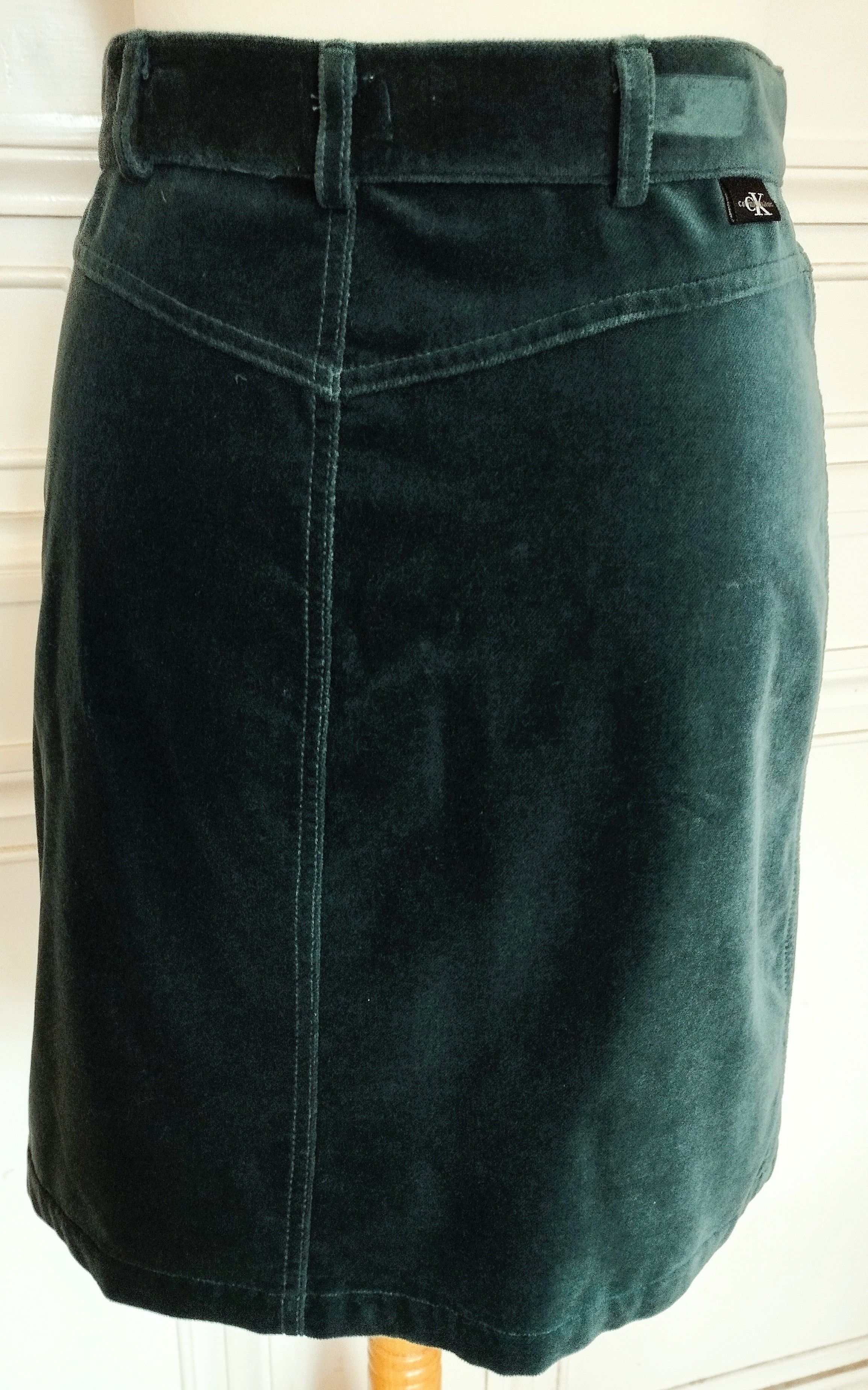 Calvin Klein Calvin Klein Jupe Panne de Velours Emeraude T XS Size 25" / US 0 / IT 36 - 2 Thumbnail