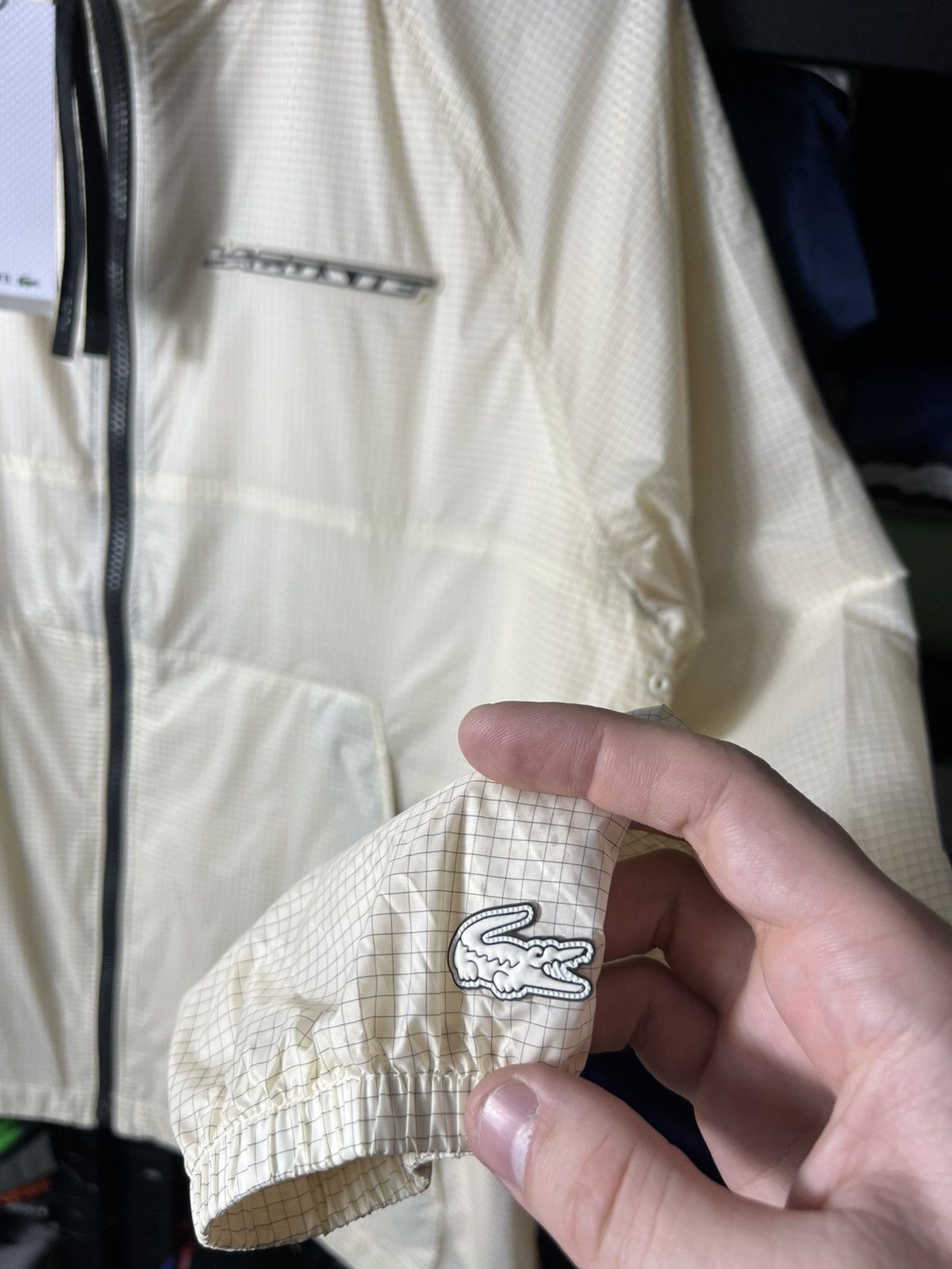 Lacoste 🧥 Lacoste Lightweight Windbreaker Jacket – Cream Grid Size M Size US M / EU 48-50 / 2 - 13 Thumbnail