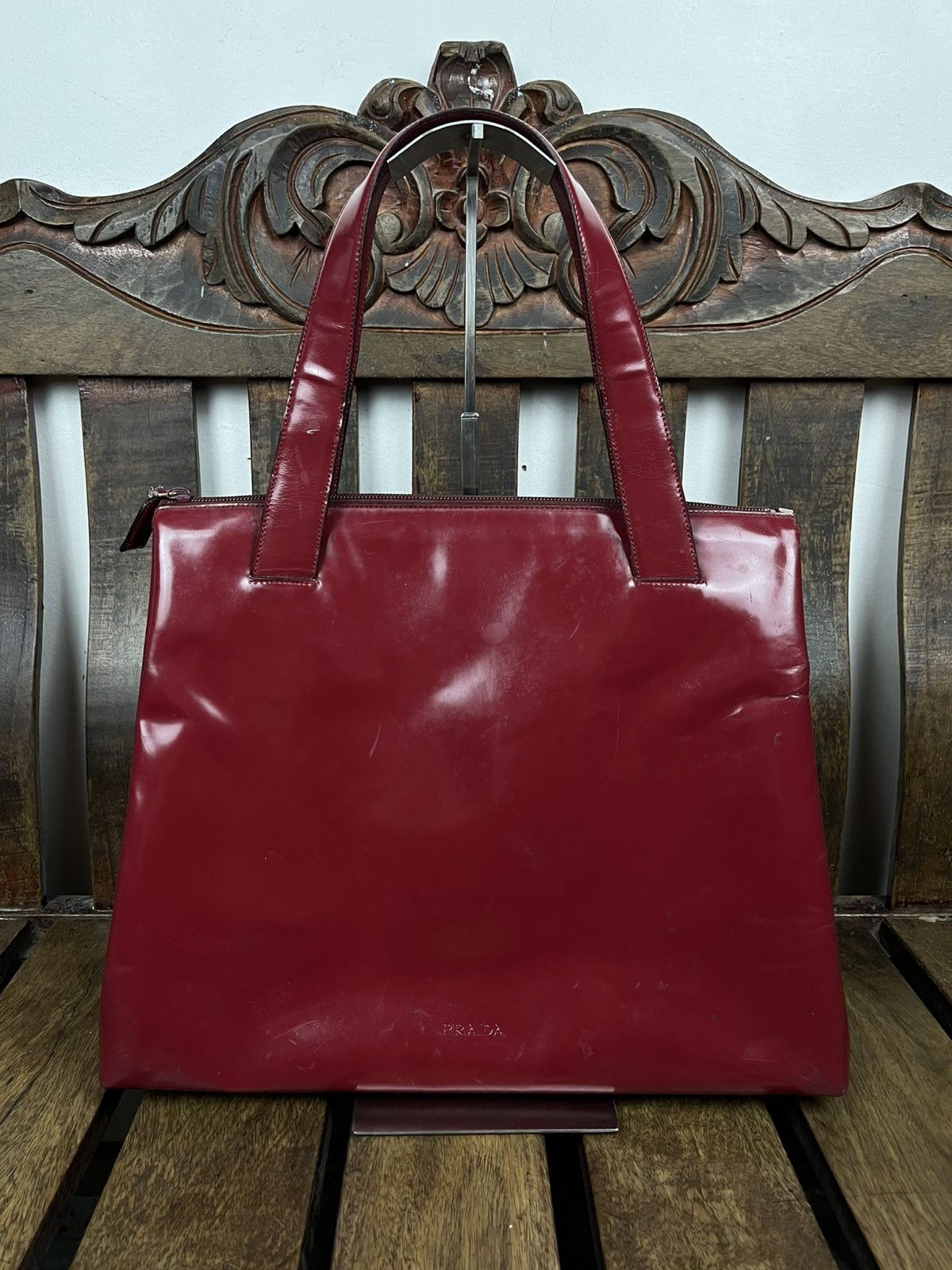 Prada Prada Fall/Winter 1998 Burgundy Patent top handle bag Size ONE SIZE - 2 Thumbnail