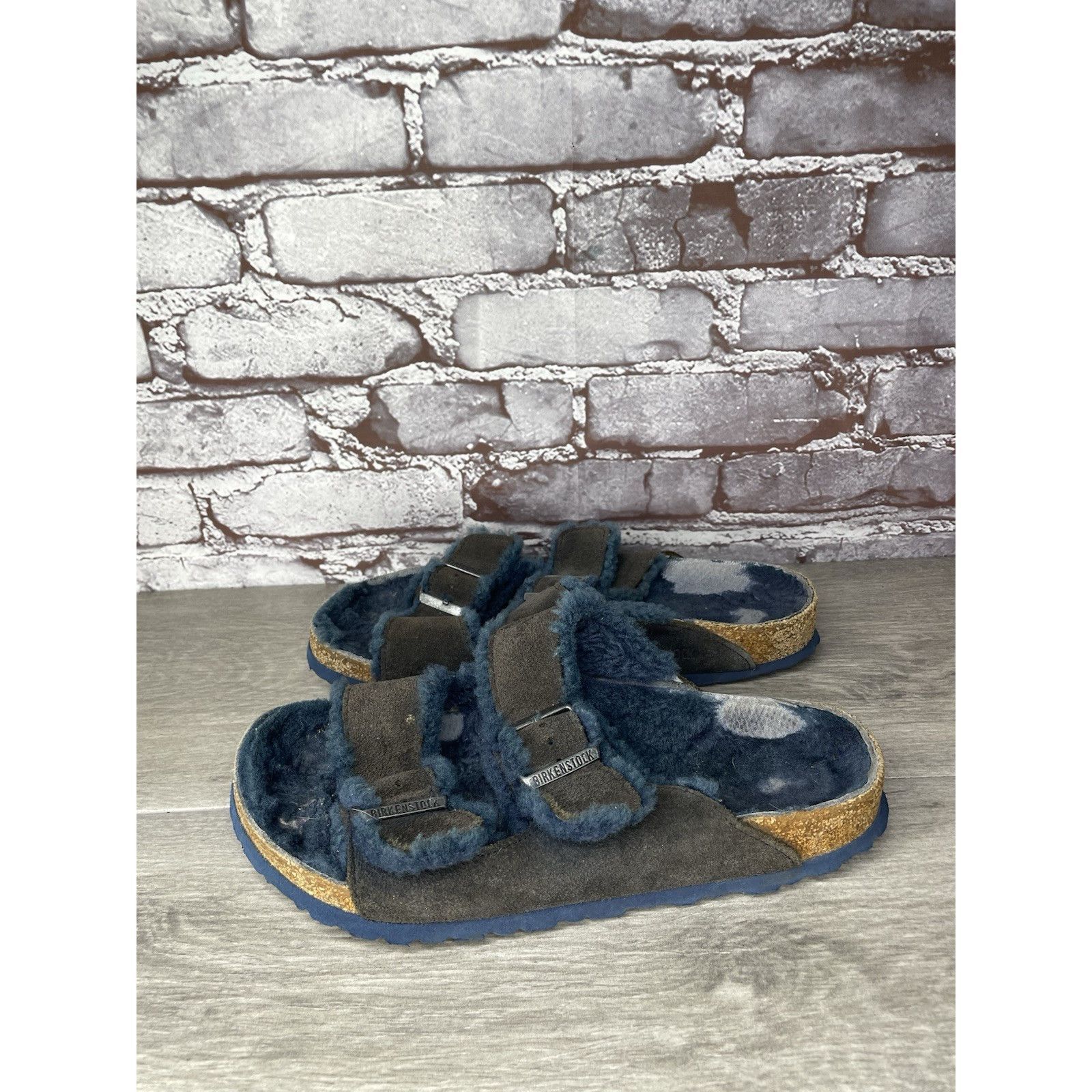 Birkenstock Birkenstock Arizona Fur Midnight Navy Strap Slides Sandals W Size US 10 / IT 40 - 19 Thumbnail