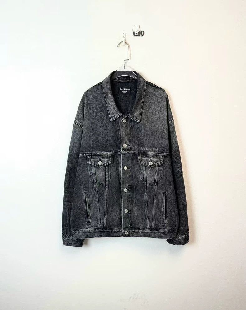 Balenciaga Black back dissolve smiley face denim jacket