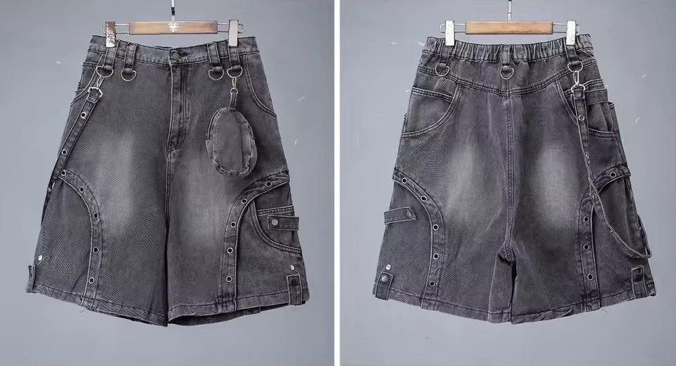 Jean Punk Cargo Streetwear Washed Denim Short Jorts Size US 30 / EU 46 - 6 Thumbnail