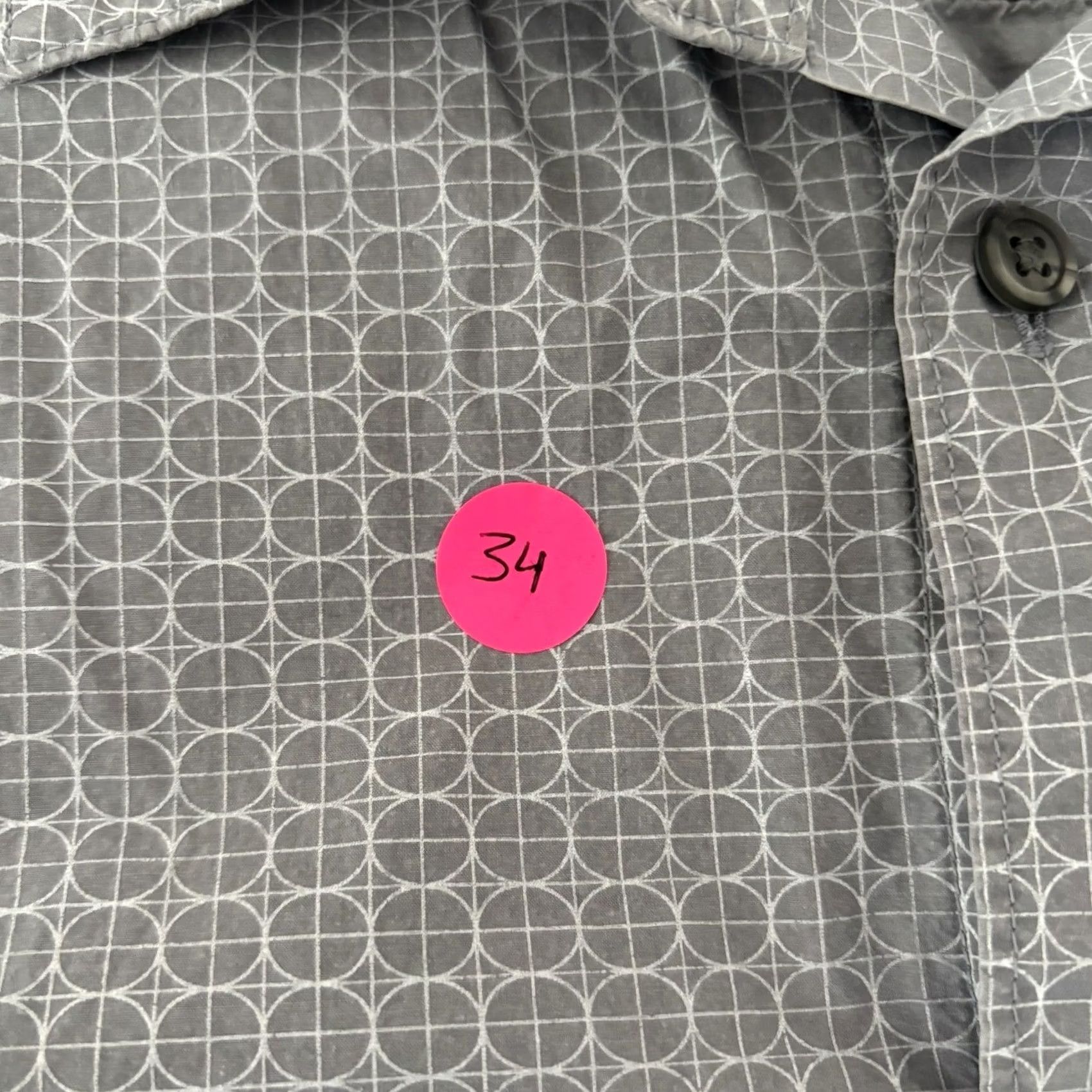 Gap GAP Men's Slim Fit Shirt Grey Geometric Pattern Size M Short Sleeve Button Up Size US M / EU 48-50 / 2 - 7 Thumbnail