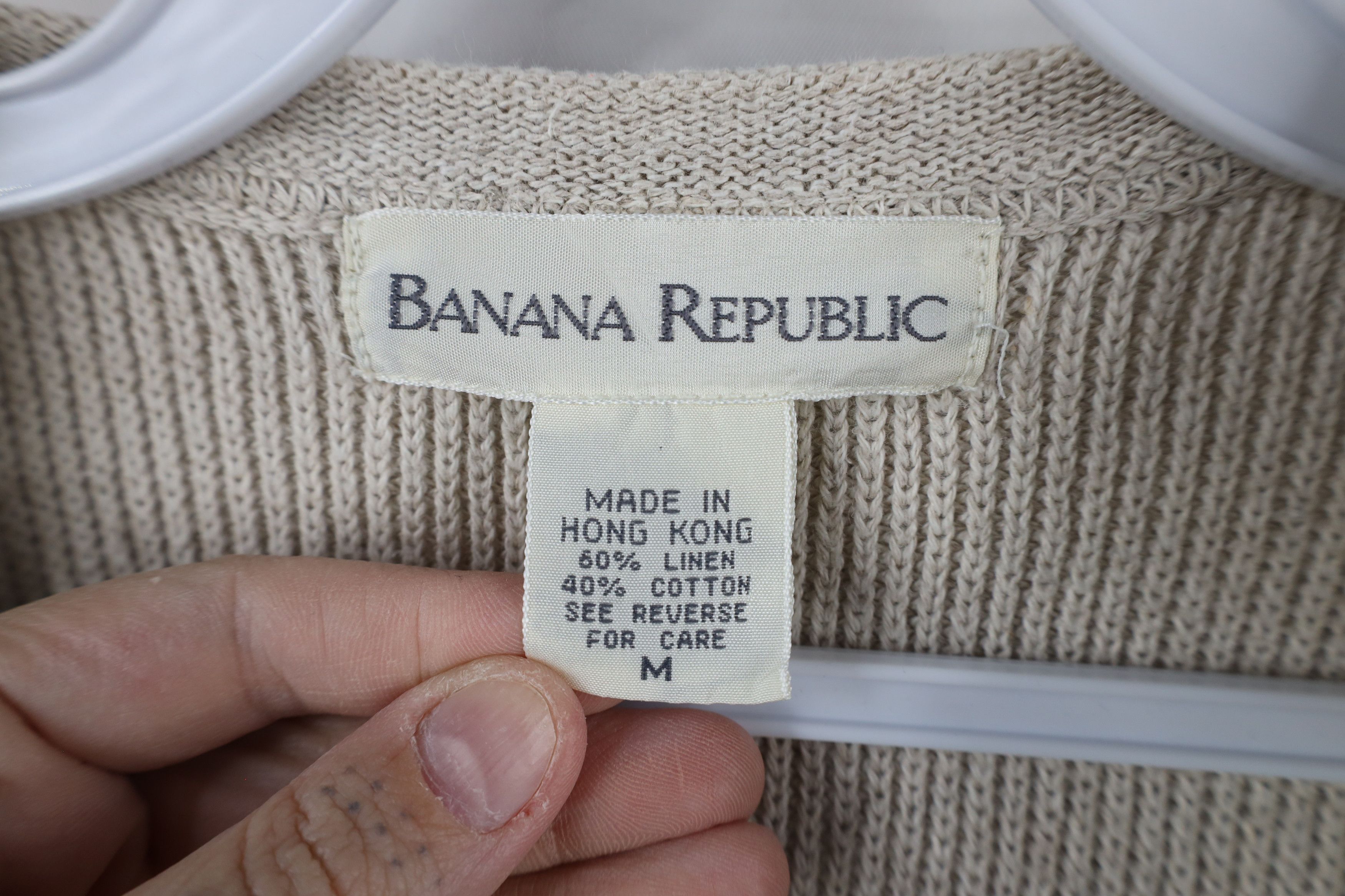Banana Republic × Vintage Vintage 90s Banana Republic Linen Blend Thermal Knit Sweater Size US M / EU 48-50 / 2 - 5 Thumbnail