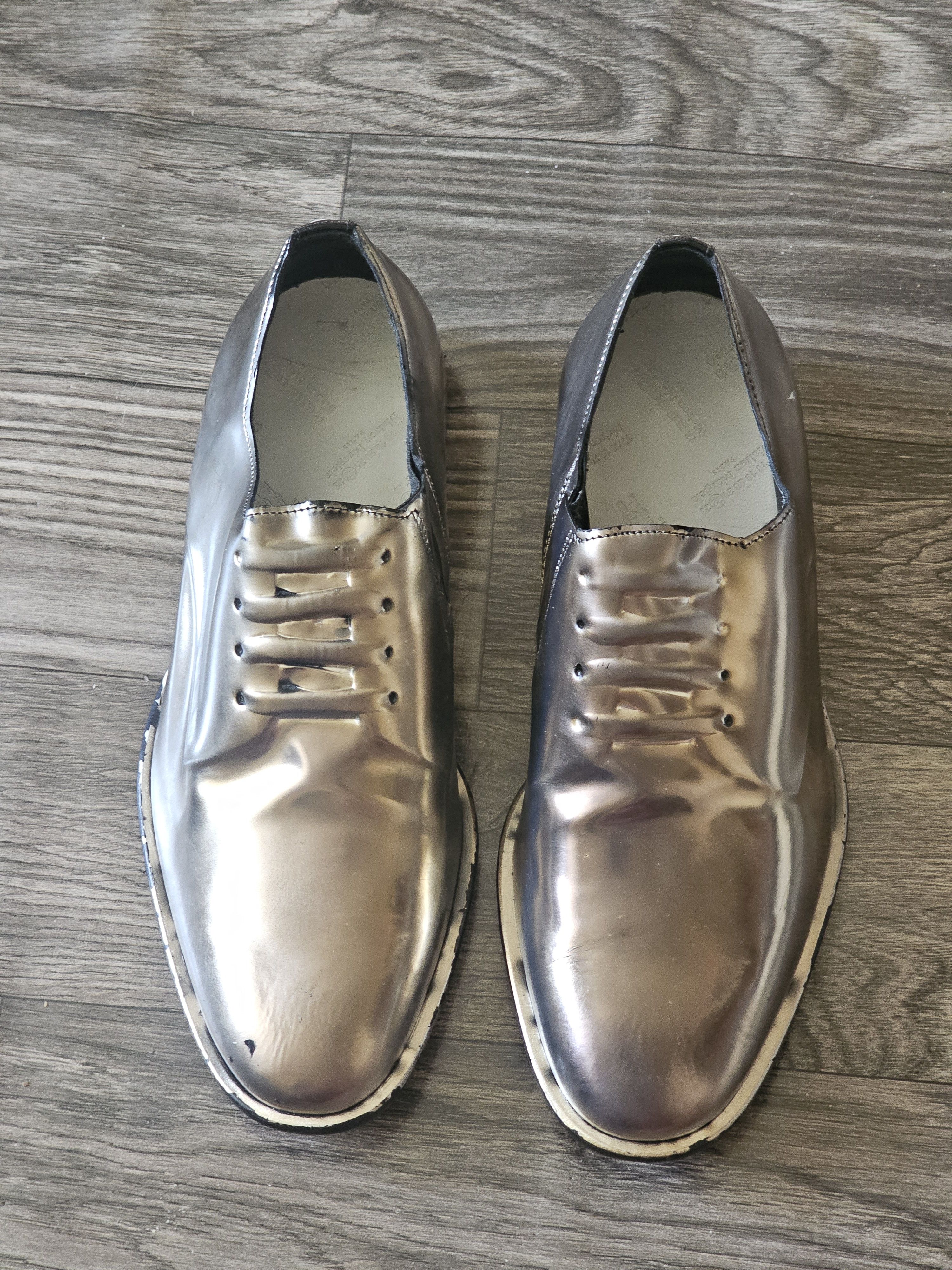 Maison Margiela Metallic Gold Leather Oxford Shoes Size 40, Men's