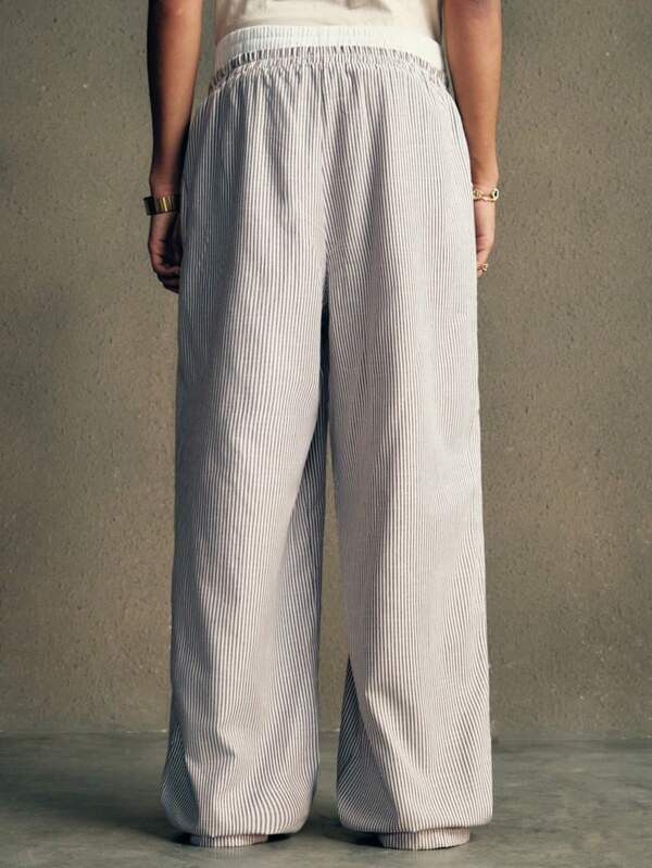Japanese Brand Khaki & White Striped Casual Pants Men & Women Size US 34 / EU 50 - 3 Thumbnail