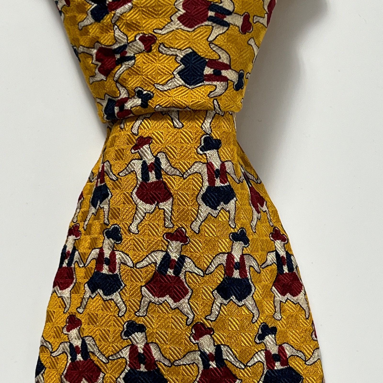 Valentino Valentino Cravatte Men Tie Gold Blue Red Silk Woven Necktie Size ONE SIZE - 4 Thumbnail