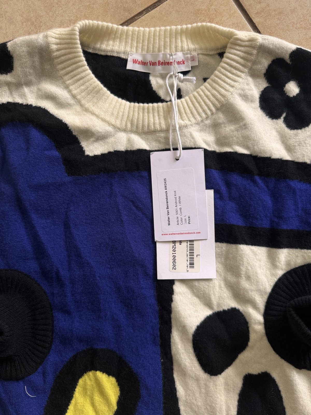 Designer × Walter Van Beirendonck WALTER VAN BEIRENDONCK Android Knit Sweater - Comb. I White Size US L / EU 52-54 / 3 - 7 Thumbnail