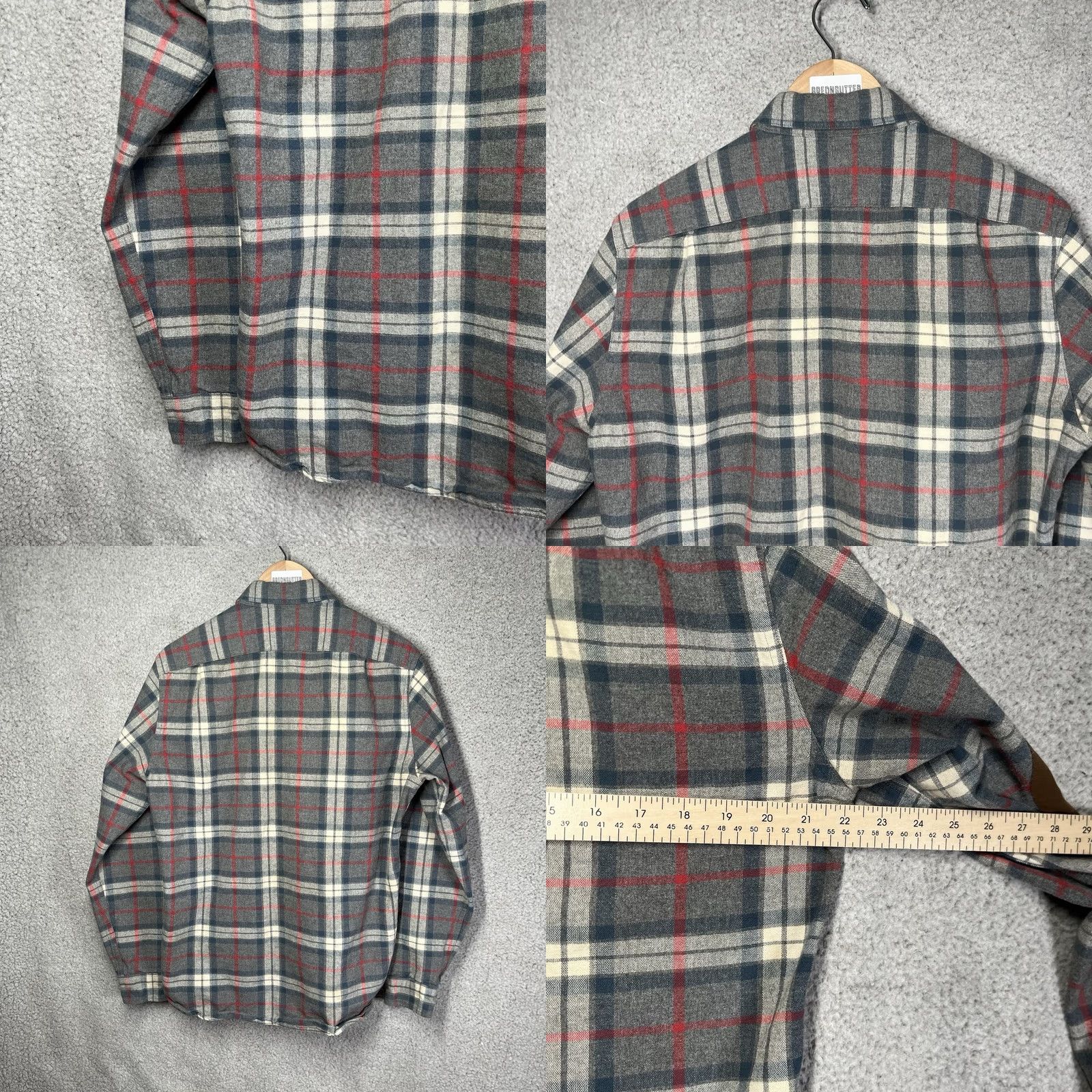 J.Crew J. CREW Shirt Mens M Gray Plaid Suede Elbow Patch Button Up Long Sleeve Flannel Size US M / EU 48-50 / 2 - 9 Thumbnail