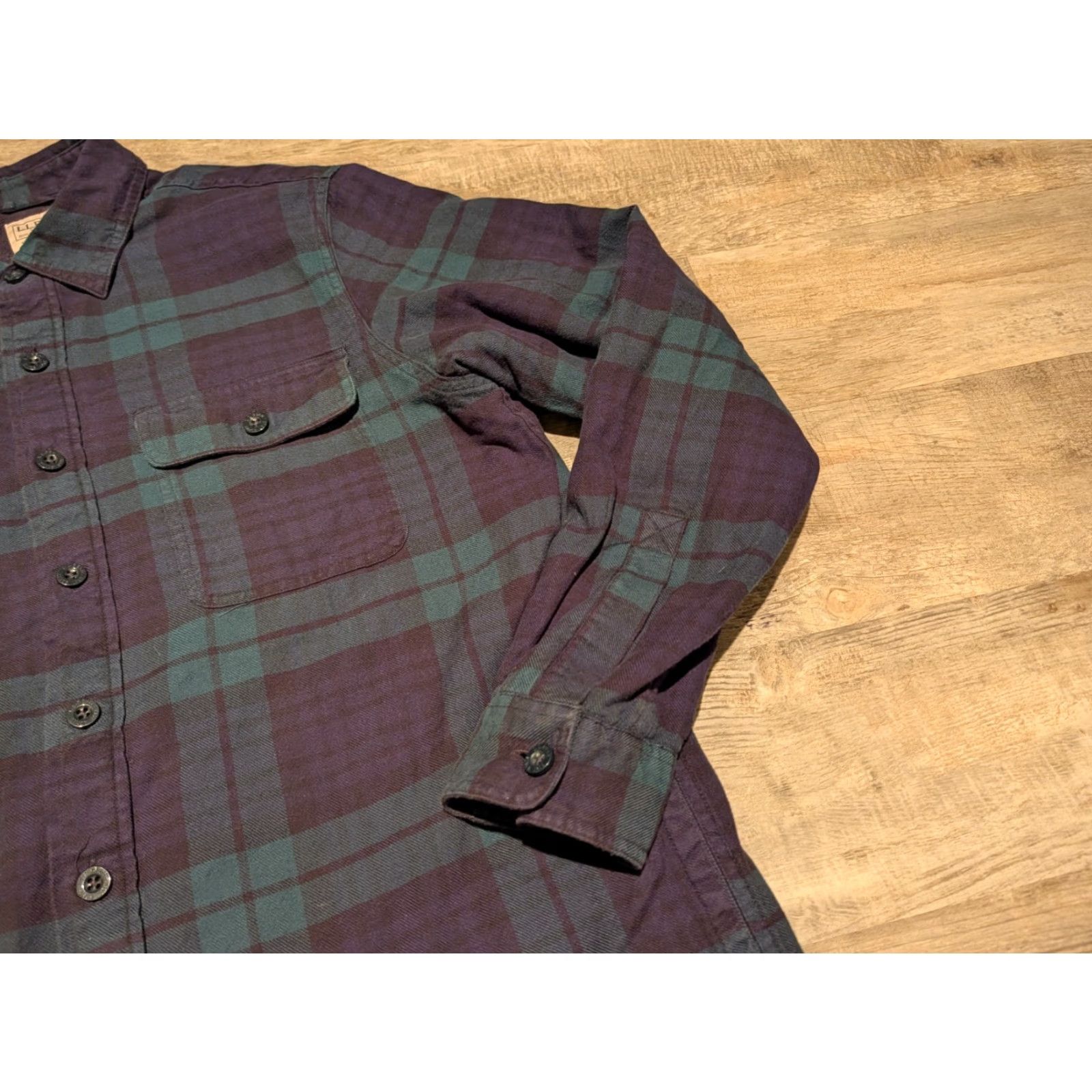 Vintage VINTAGE is not applicable; LL Bean Mens M Tall Fleece-Lined Flannel Button Up Shirt Jacket Buffalo Plaid Green Casual Workwear Size US M / EU 48-50 / 2 - 4 Thumbnail