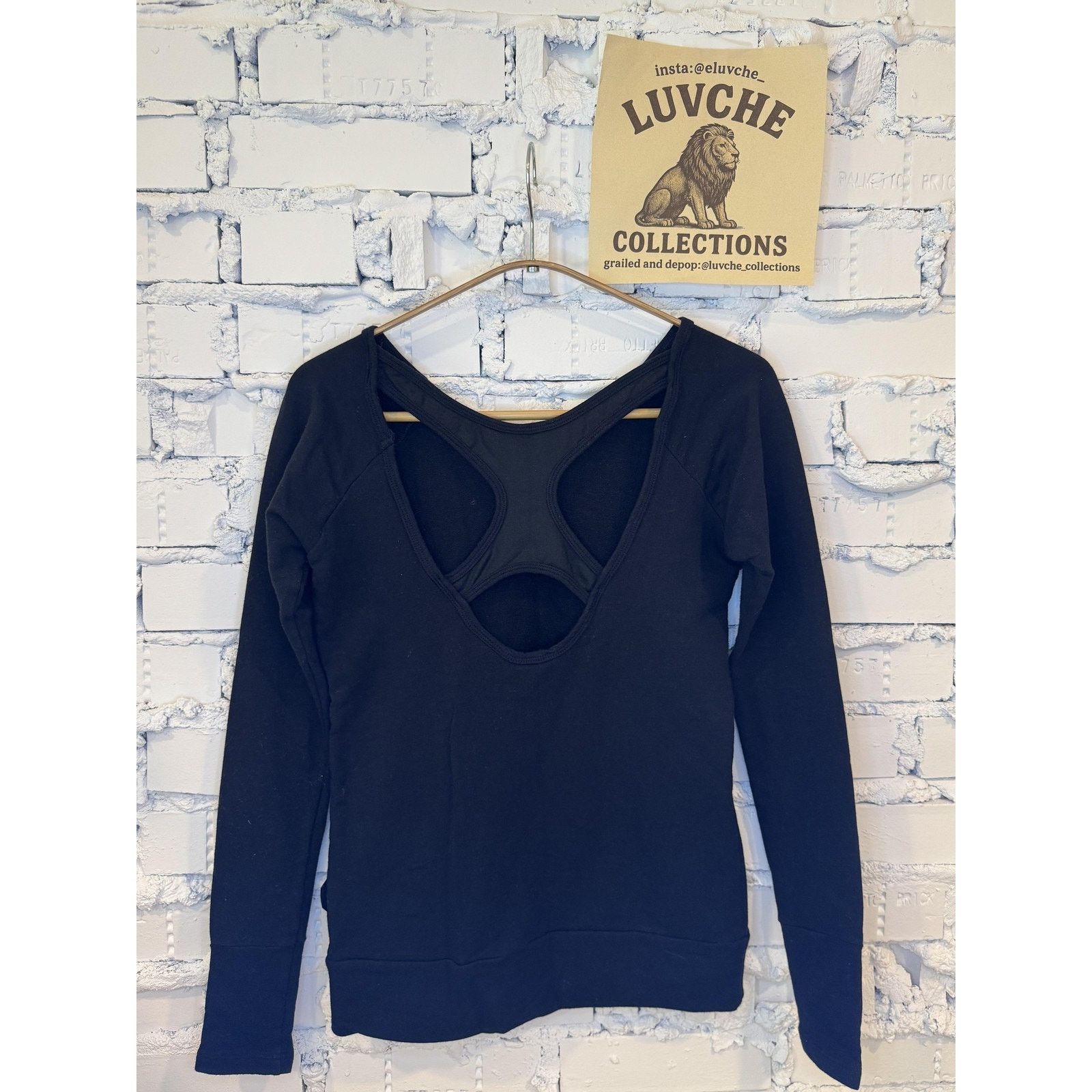 Lululemon 59 Womens Black Open Back Cutout Long Sleeve XS Pullover Size XS / US 0-2 / IT 36-38 - 2 Thumbnail