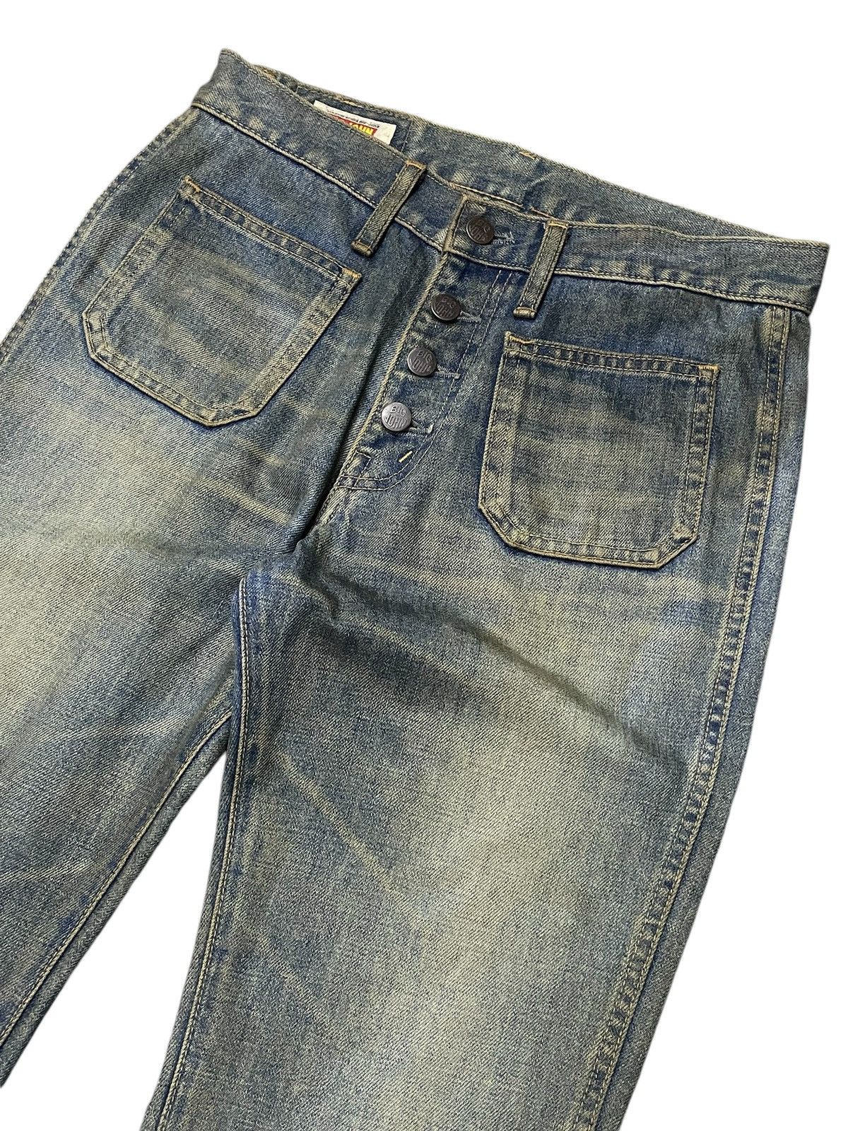 Big John × If Six Was Nine × Le Grande Bleu (L.G.B.) Vintage Big John Bell Bottom Rusty Muddy Wash Flare Jeans Size US 30 / EU 46 - 4 Thumbnail