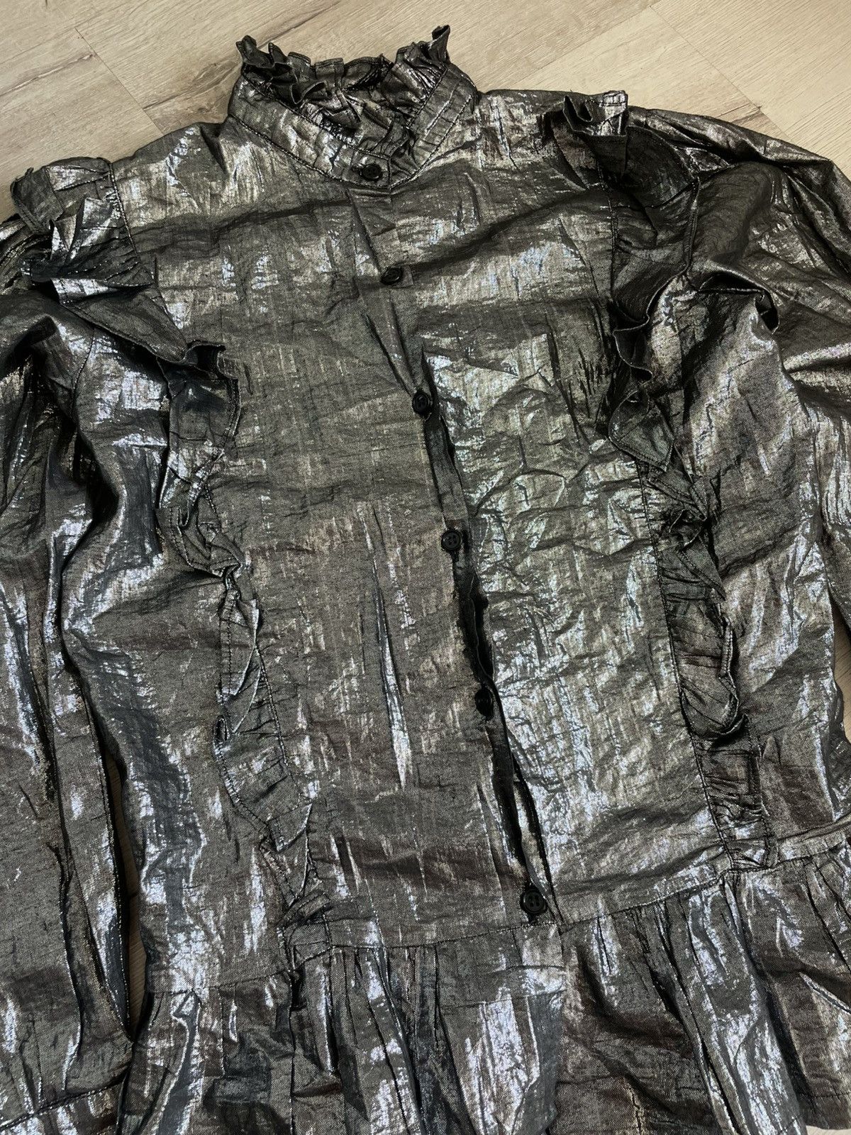Hysteric Glamour × If Six Was Nine Baroque Mirror Blouse Black Metallic Ruffles Gucci Vibe Y2k Size S / US 4 / IT 40 - 4 Thumbnail