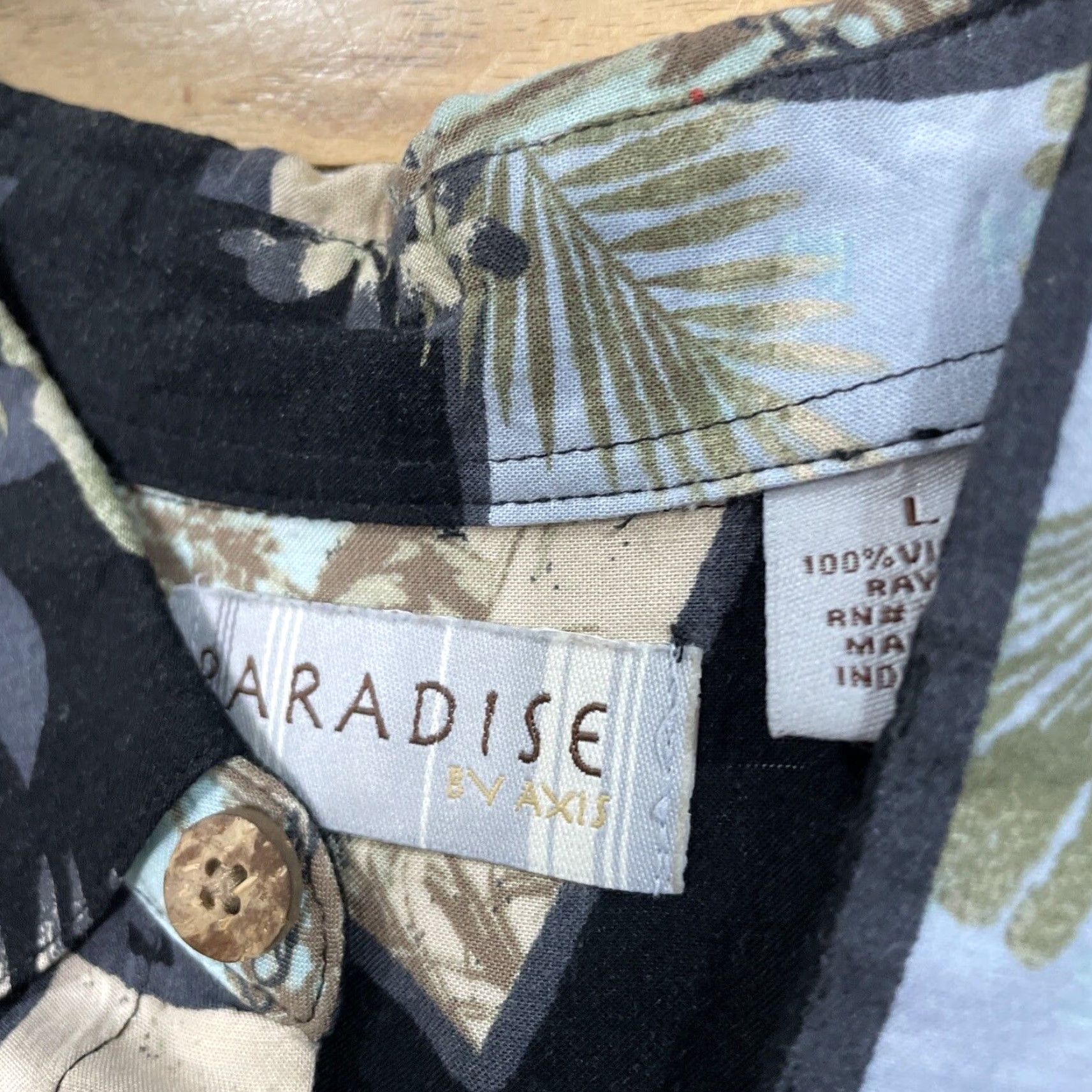 Paradise PARADISE AXIS Hawaiian Rayon Shirt Men L Floral Crane Stork Egret Button-Up, Short Sleeve, Multicolor, 100% Viscose, Casual Shirt Mens Size US L / EU 52-54 / 3 - 4 Thumbnail