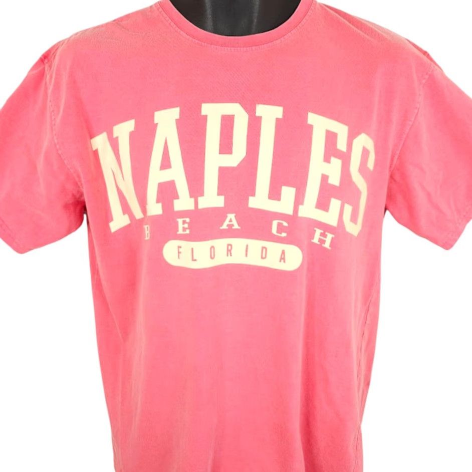 Vintage Naples Beach T Shirt Mens Size Medium Pink Florida Travel Destination Tee Size US M / EU 48-50 / 2 - 2 Thumbnail