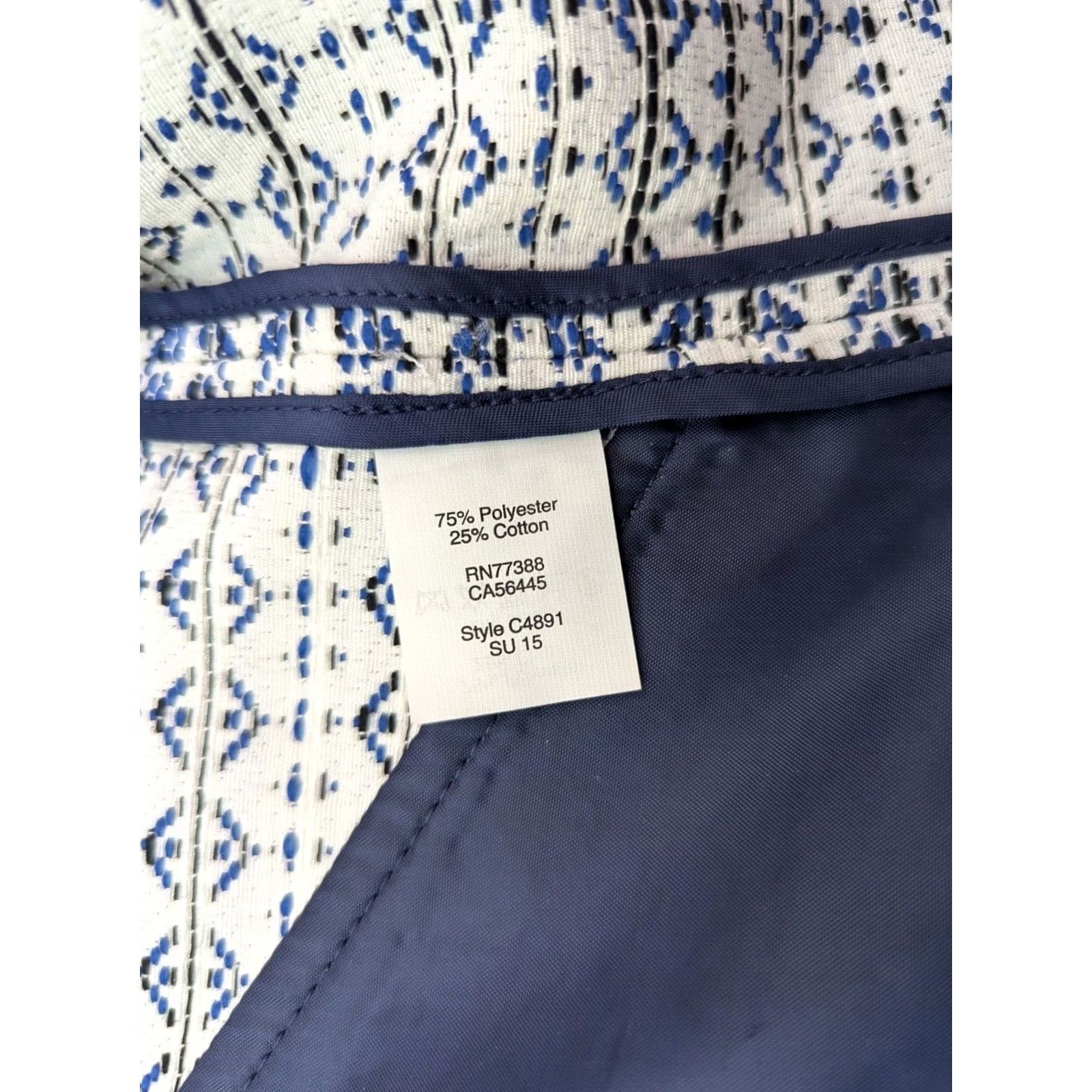 J.Crew J.CREW Blazer Jacket Cropped Blue Geometric Jacquard Womens XS Front Zipper Sleeve Notch Vintage: No Size XS / US 0-2 / IT 36-38 - 5 Thumbnail