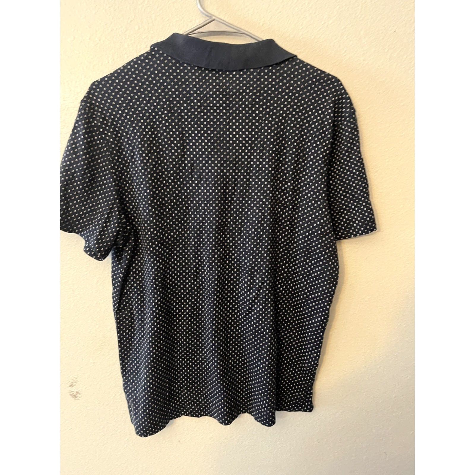 Banana Republic Banana Republic Polo Shirt Men M Blue Geometric Short Sleeve Dress Polo 100% Cotton Mens Size 40R - 3 Thumbnail
