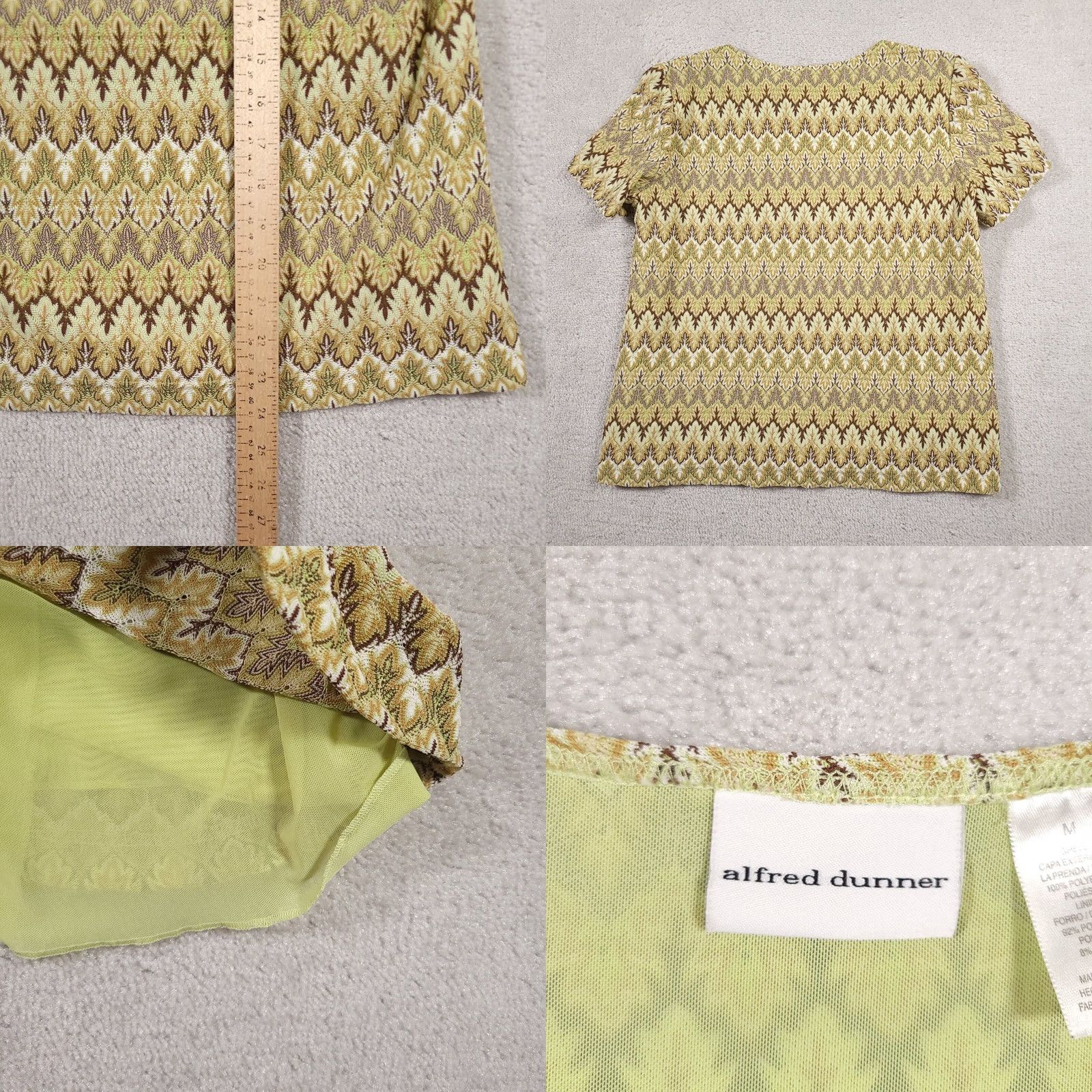 Vintage VINTAGE Alfred Dunner Shirt Women's Medium Short Sleeve Knit Lined Boho Green Womens Medium Short Sleeve Knit Lined Boho Green Size M / US 6-8 / IT 42-44 - 8 Thumbnail