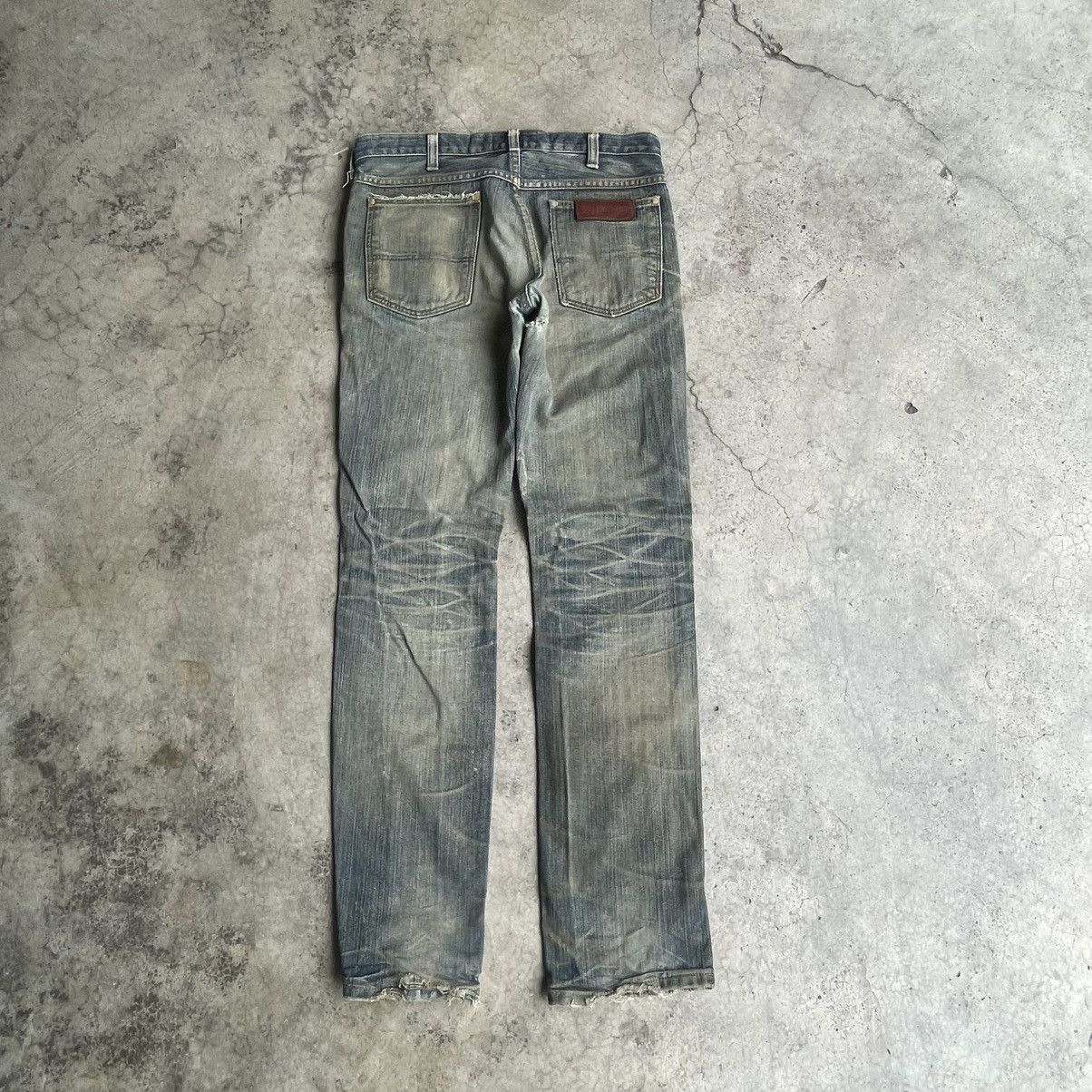 Wrangler 🔥Vintage 80s Wrangler Stoned Washed Ripped Denim Jeans Size US 32 / EU 48 - 4 Thumbnail