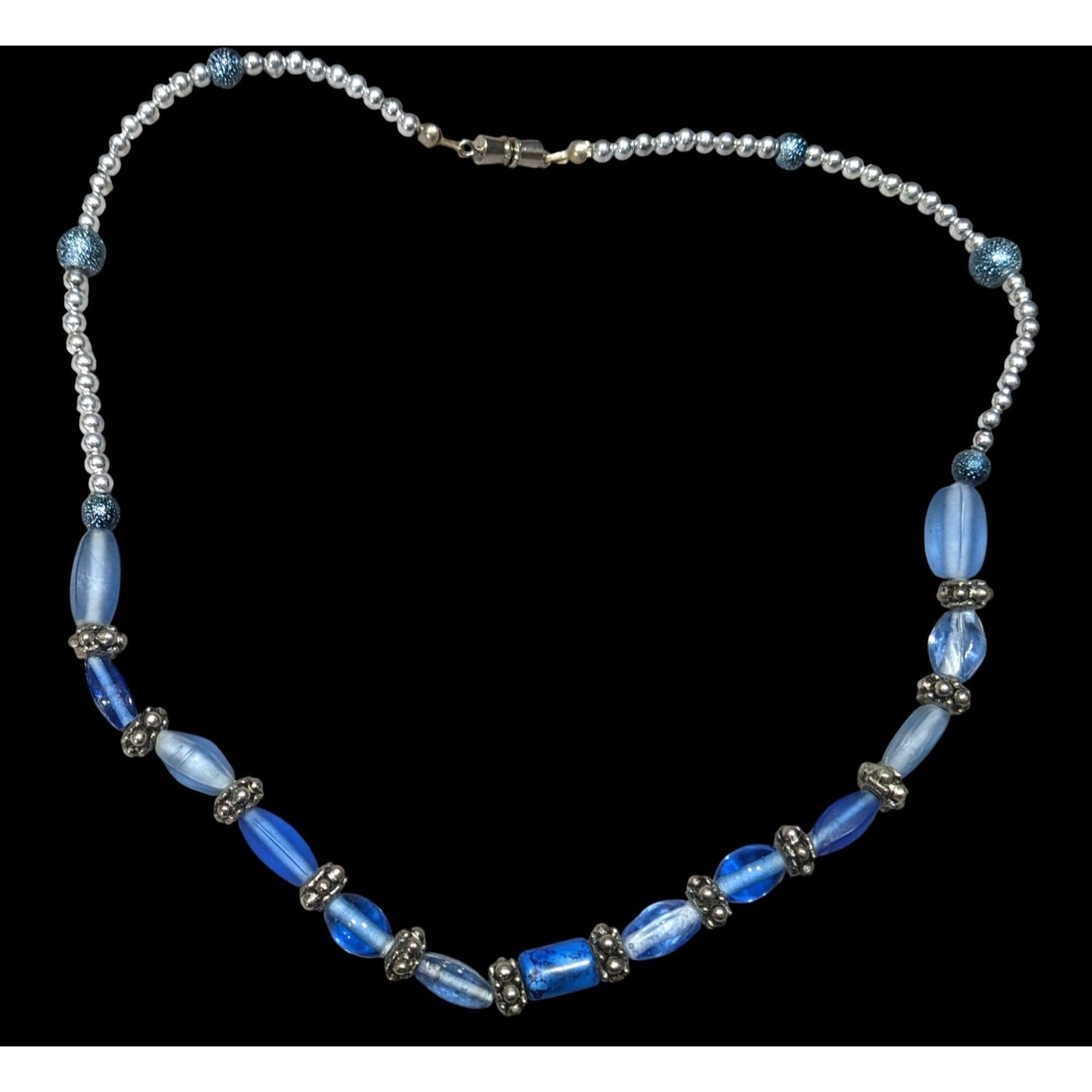 Other Beachy Blue Glass And Silver Tone Beaded Necklace Size ONE SIZE - 1 Thumbnail
