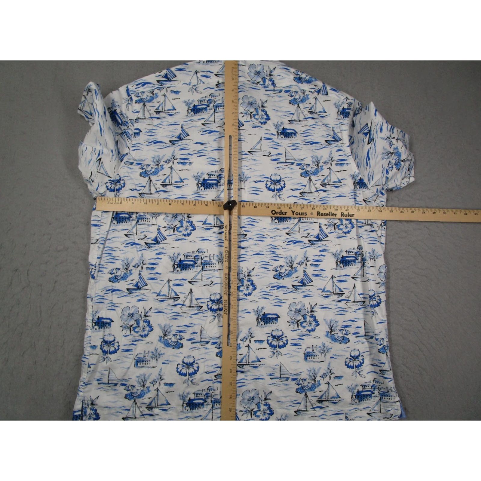 Hart Schaffner Marx Hart Schaffner Marx Shirt Mens XL White Blue Nautical Hawaiian Aloha Button Up Size US XL / EU 56 / 4 - 5 Thumbnail