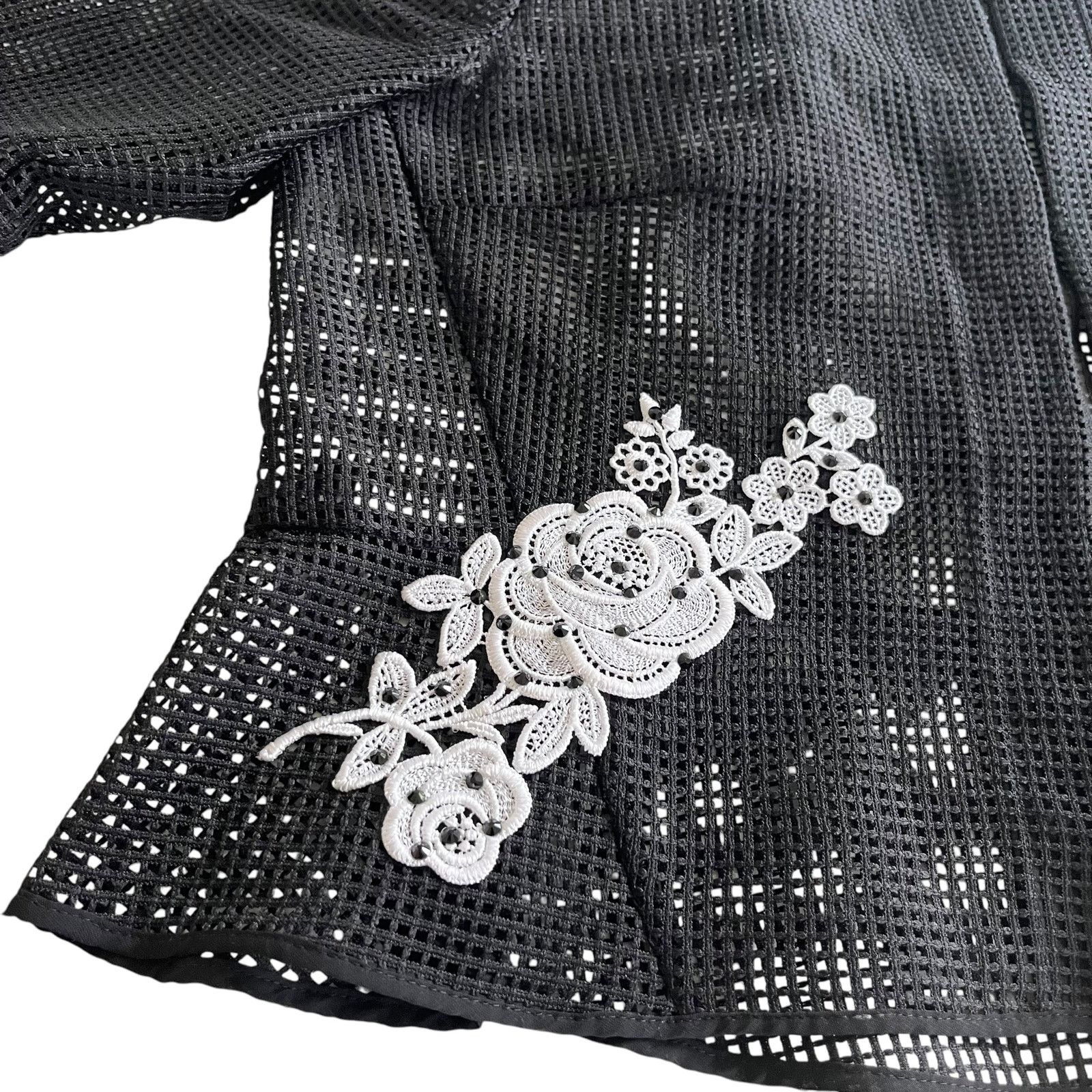 Other UK Maria Grazia Severi Black Mesh Embroidered Jacket Size XL / US 12-14 / IT 48-50 - 4 Thumbnail