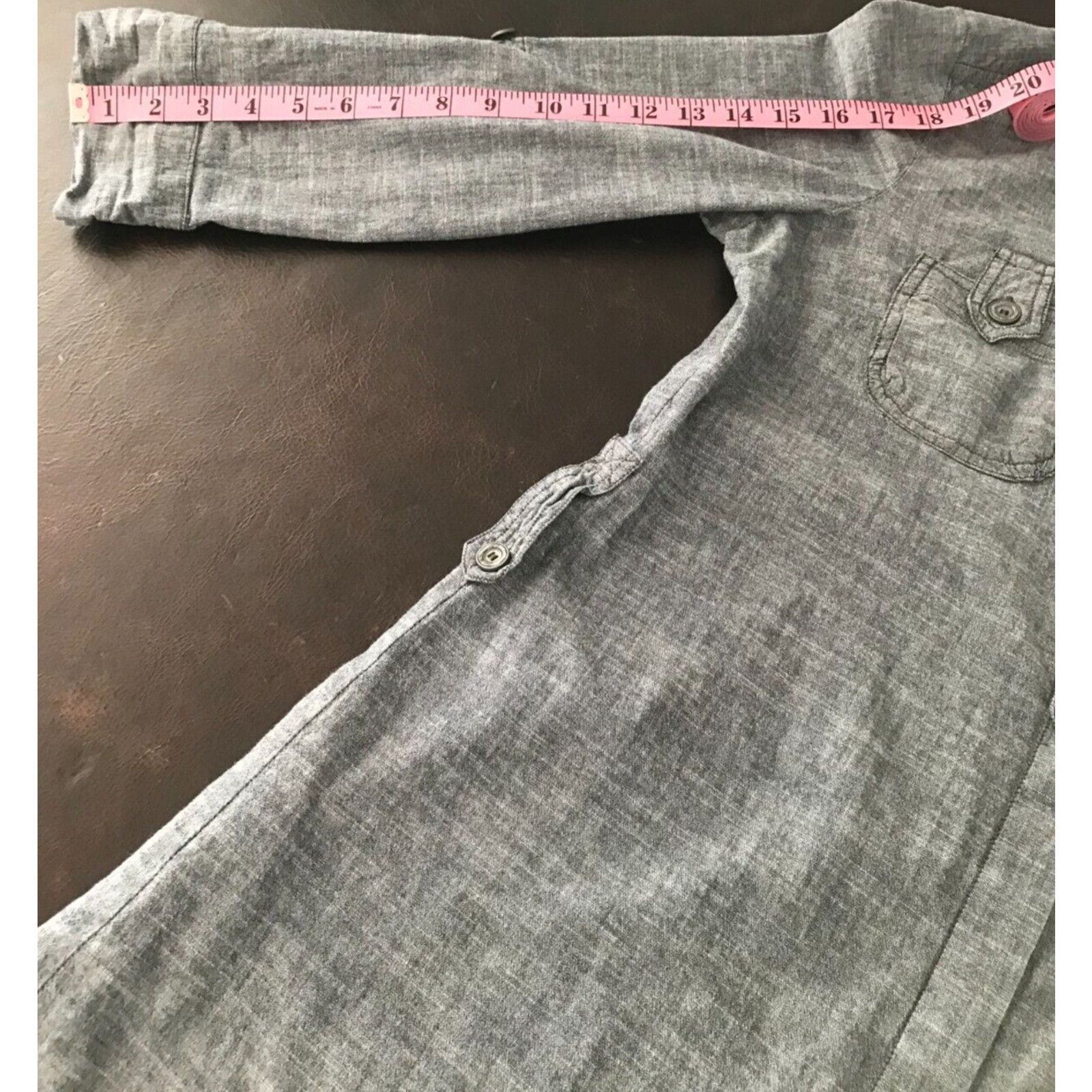 Anthropologie Anthropologie FEI Heather Blue Roll-Tab Chambray Shirt Dress Size S / US 4 / IT 40 - 12 Thumbnail