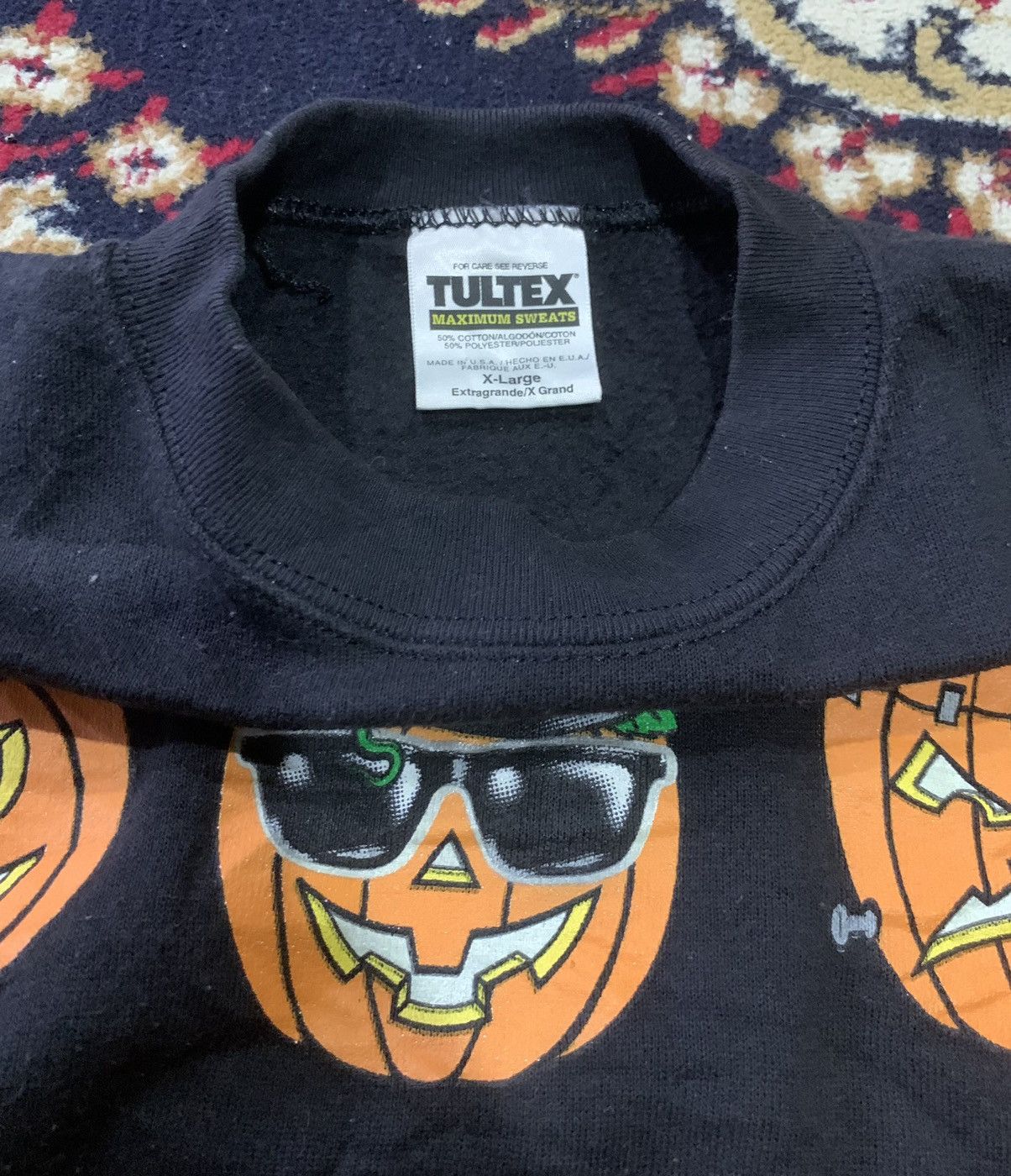 Tultex × Vintage 🔥Rare Vintage 90s Happy Hollowen Sweatshirt Size US XL / EU 56 / 4 - 5 Thumbnail